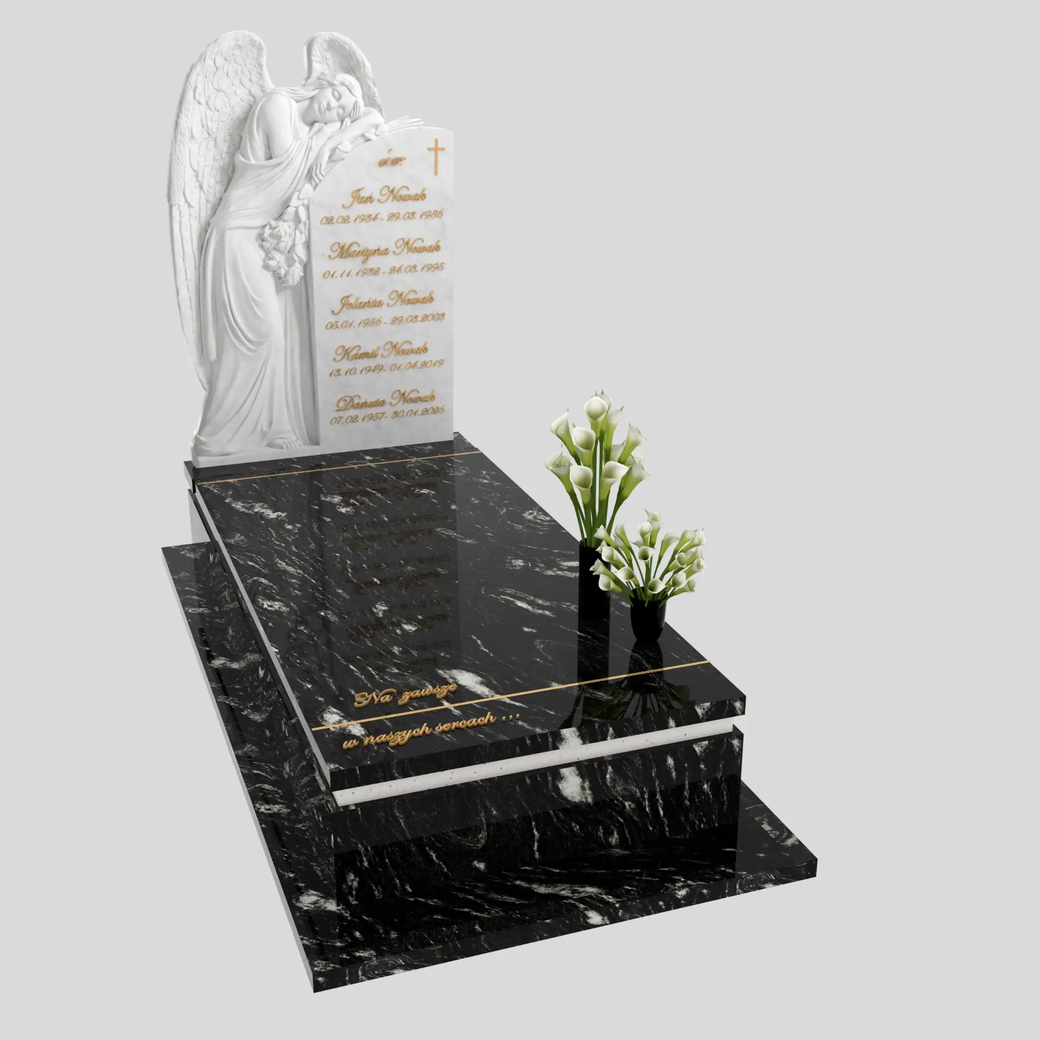 Nagrobek pojedynczy z rzeźbą anioła z marmuru CK 183 zdjęcie 93