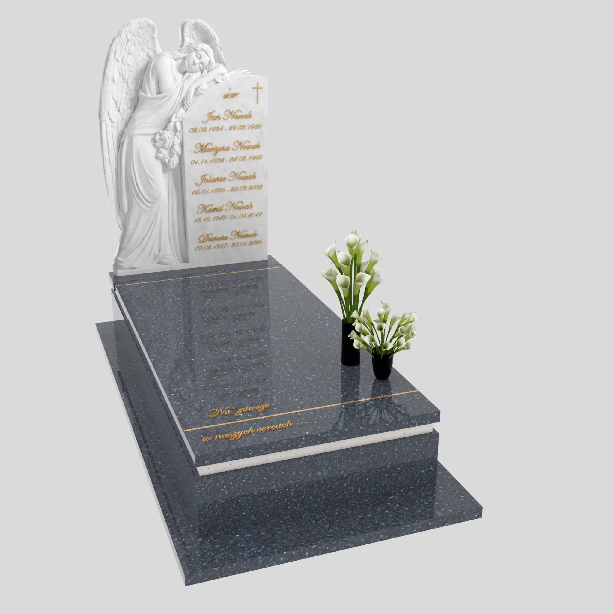 Nagrobek pojedynczy z rzeźbą anioła z marmuru CK 183 zdjęcie 91
