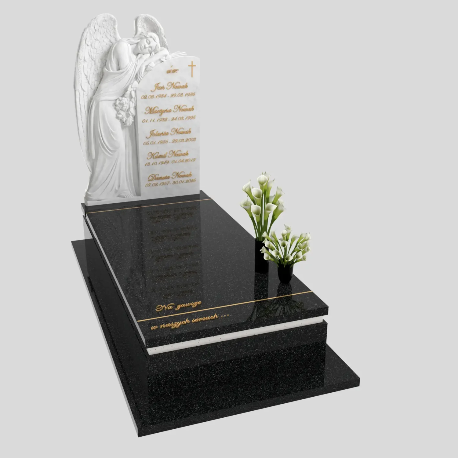 Nagrobek pojedynczy z rzeźbą anioła z marmuru CK 183 zdjęcie 89