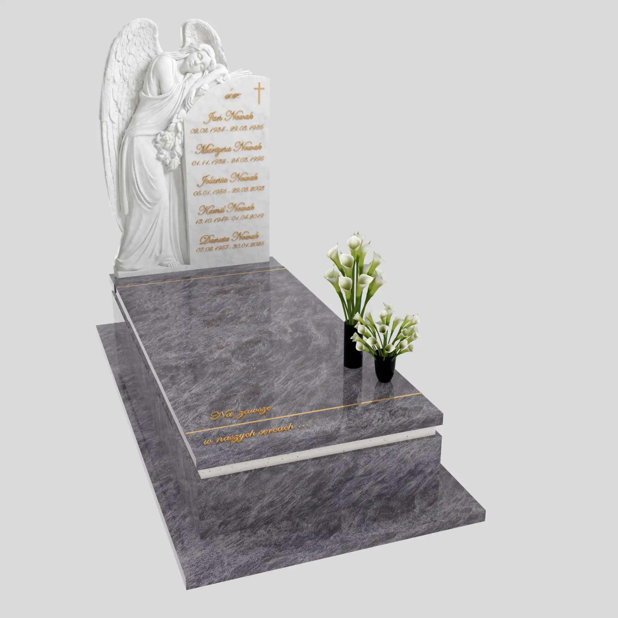 Nagrobek pojedynczy z rzeźbą anioła z marmuru CK 183 zdjęcie 86