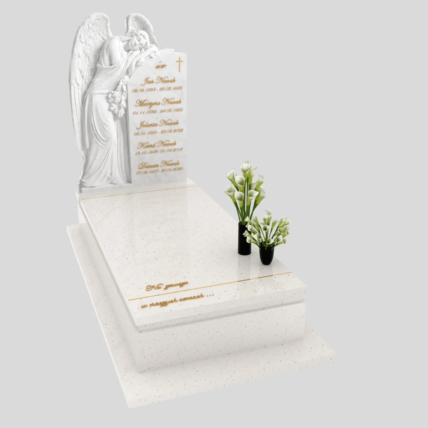 Nagrobek pojedynczy z rzeźbą anioła z marmuru CK 183 zdjęcie 82