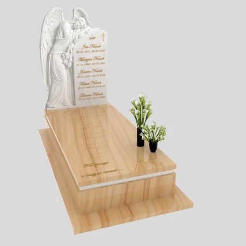 Nagrobki Warszawa | nagrobki pojedyncze z rzeźbą anioła z granitu teak wood