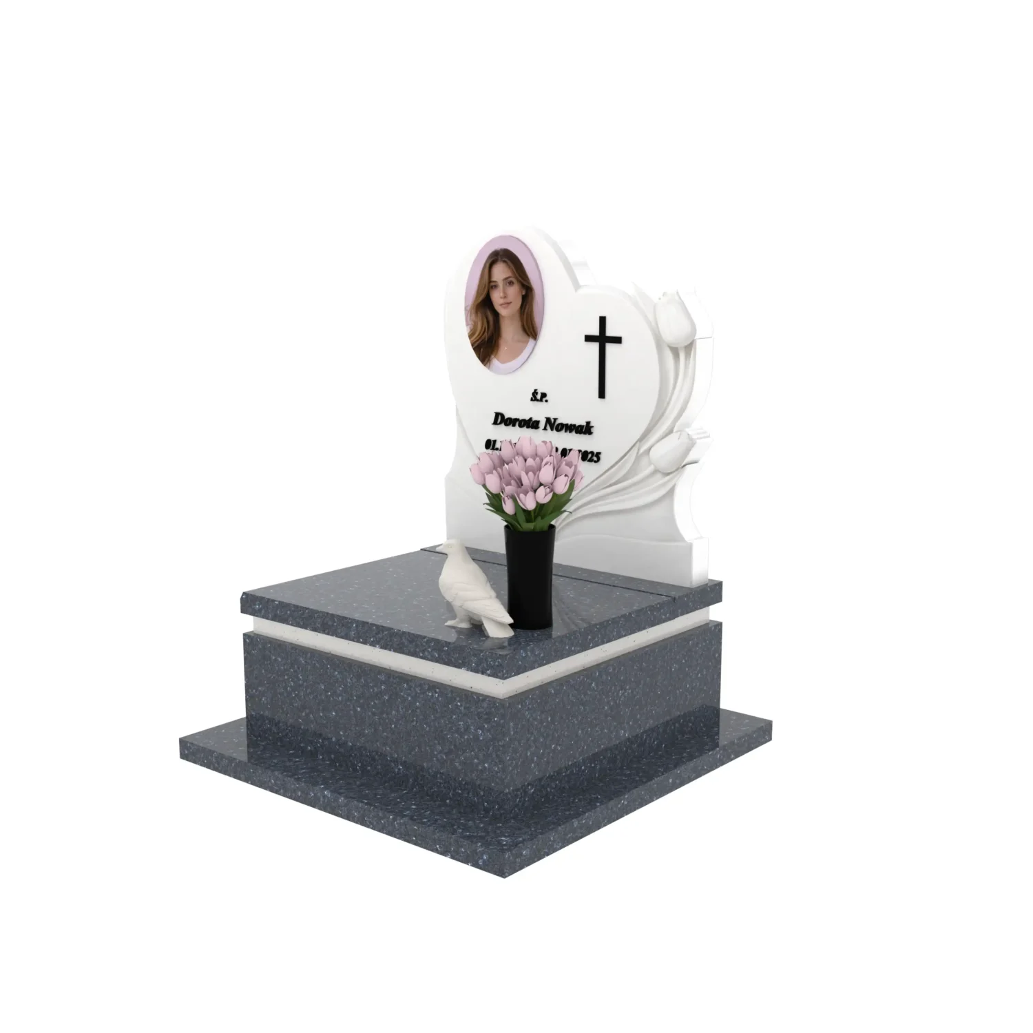 Nagrobek urnowy z rzeźbą serca i gołębia U 128+360 – photo №12