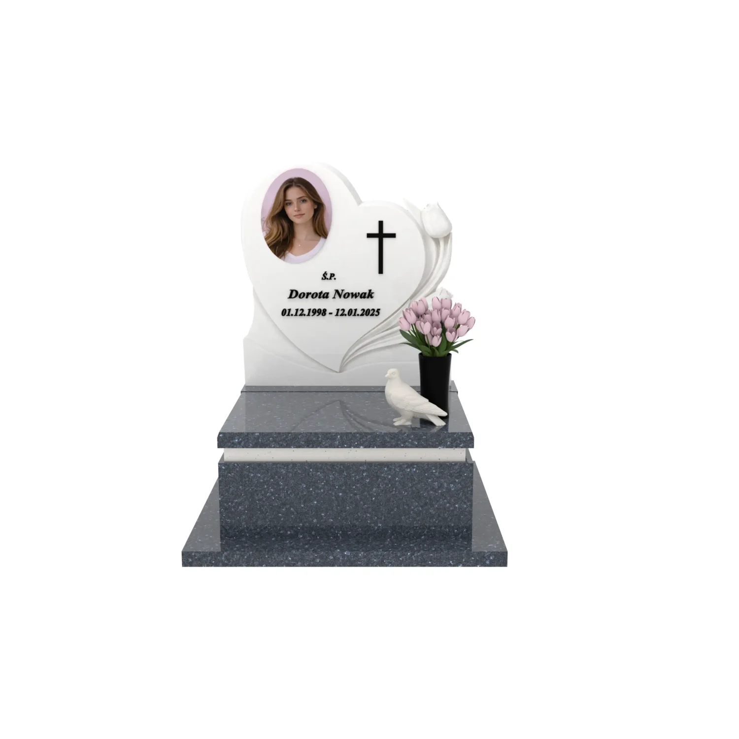 Nagrobek urnowy z rzeźbą serca i gołębia U 128+360 – photo №11