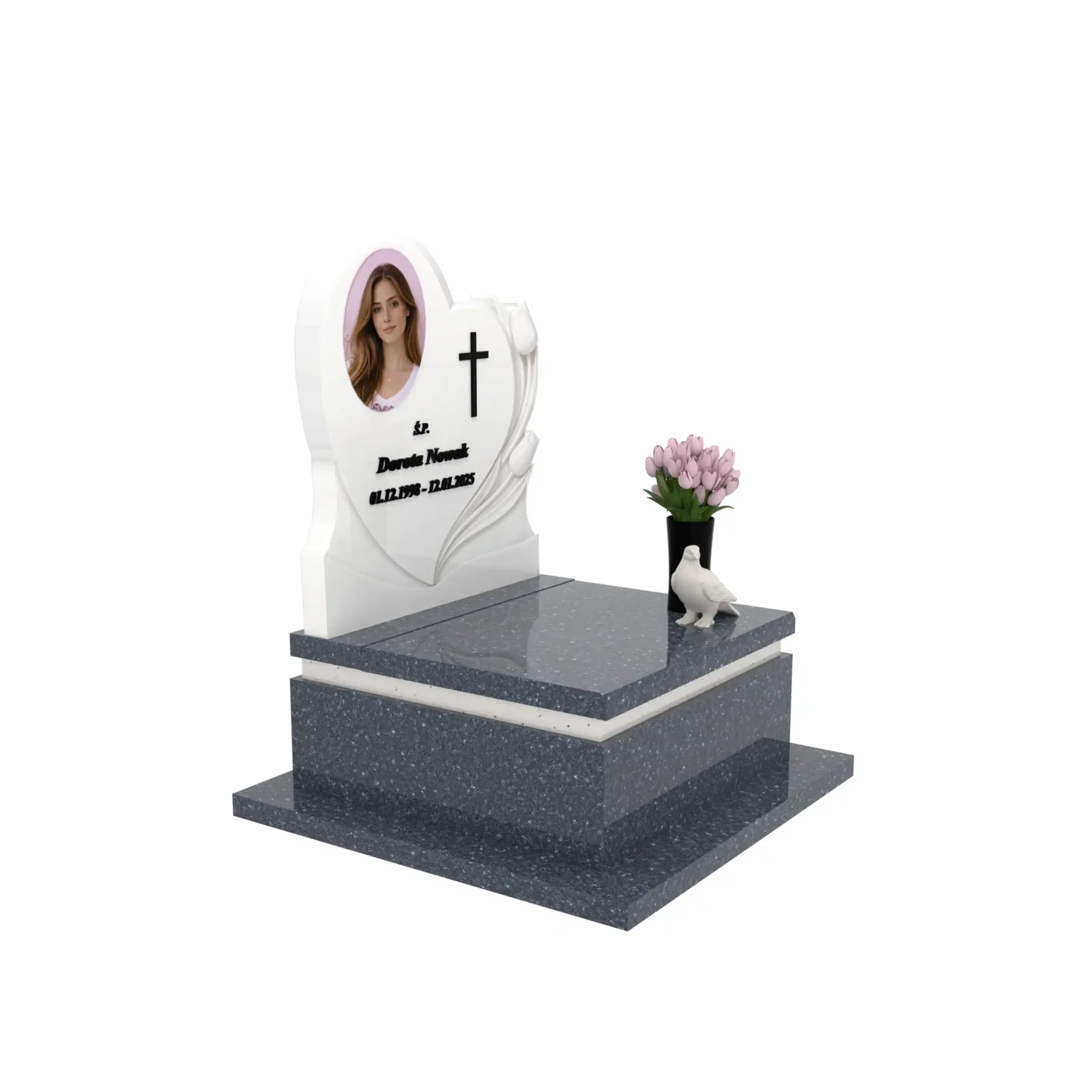 Nagrobek urnowy z rzeźbą serca i gołębia U 128+360 – photo №9