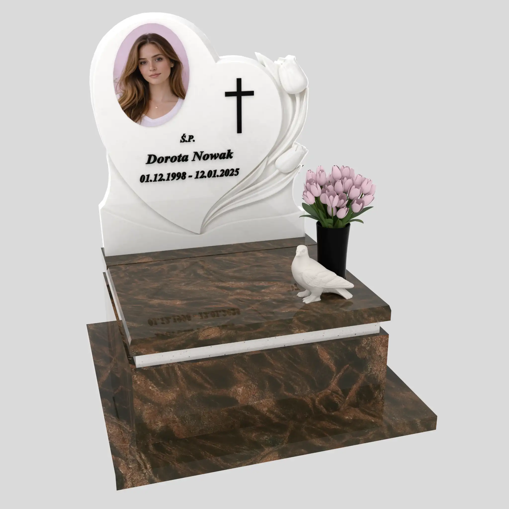 Nagrobek urnowy z rzeźbą serca i gołębia U 128 zdjęcie 94