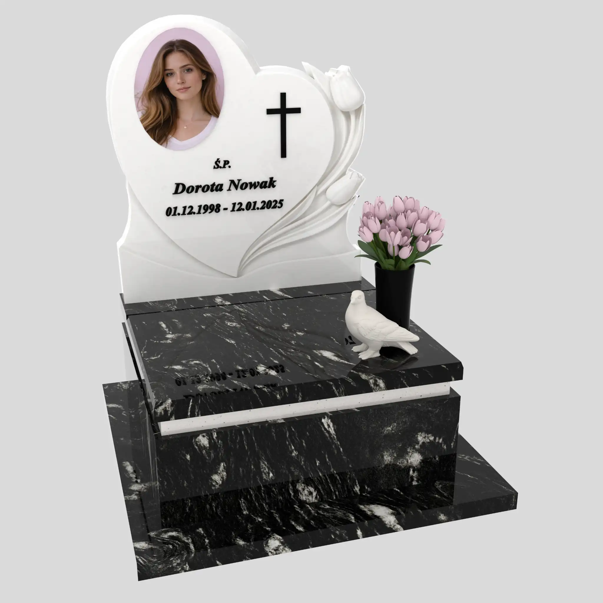 Nagrobek urnowy z rzeźbą serca i gołębia U 128 zdjęcie 93