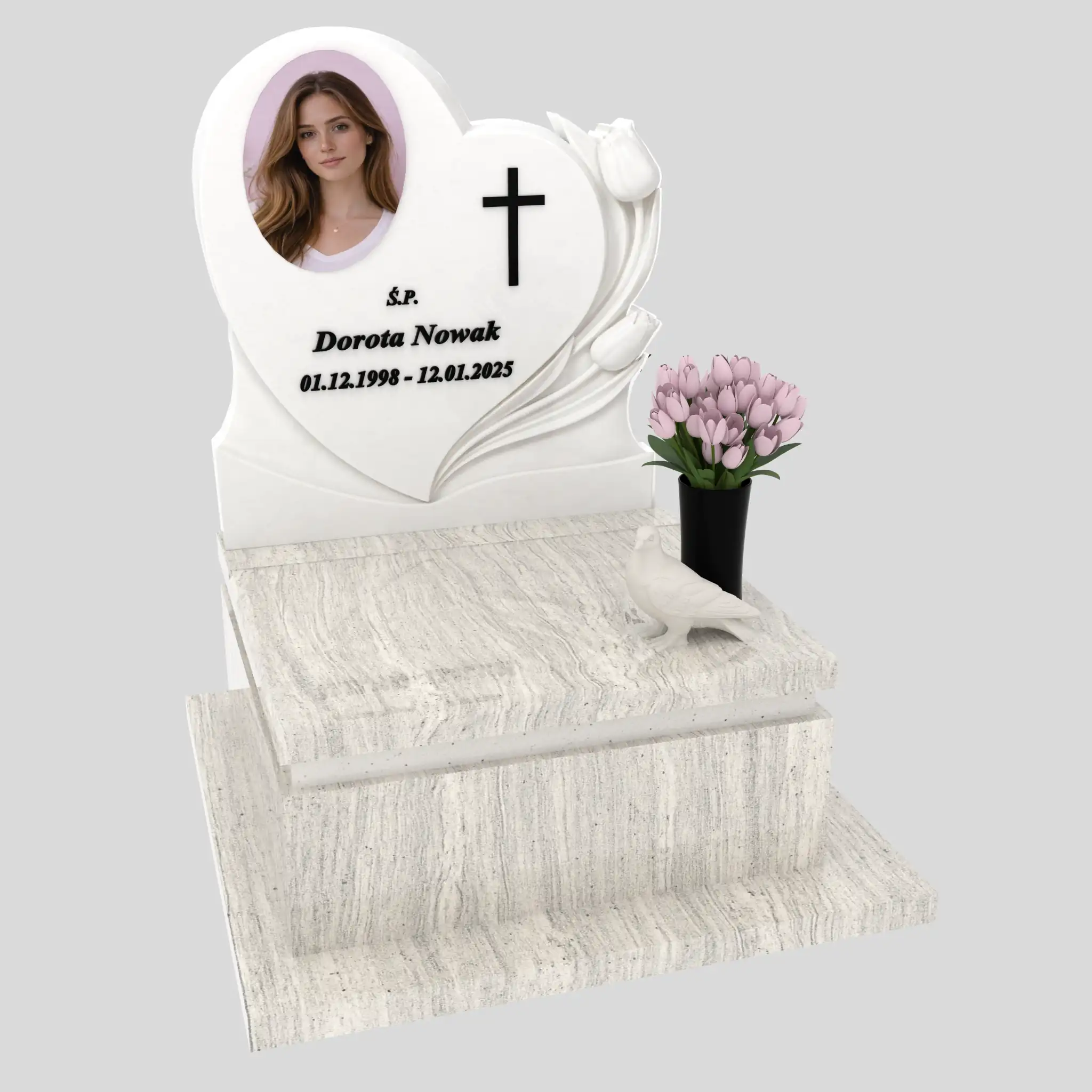 Nagrobek urnowy z rzeźbą serca i gołębia U 128 zdjęcie 88