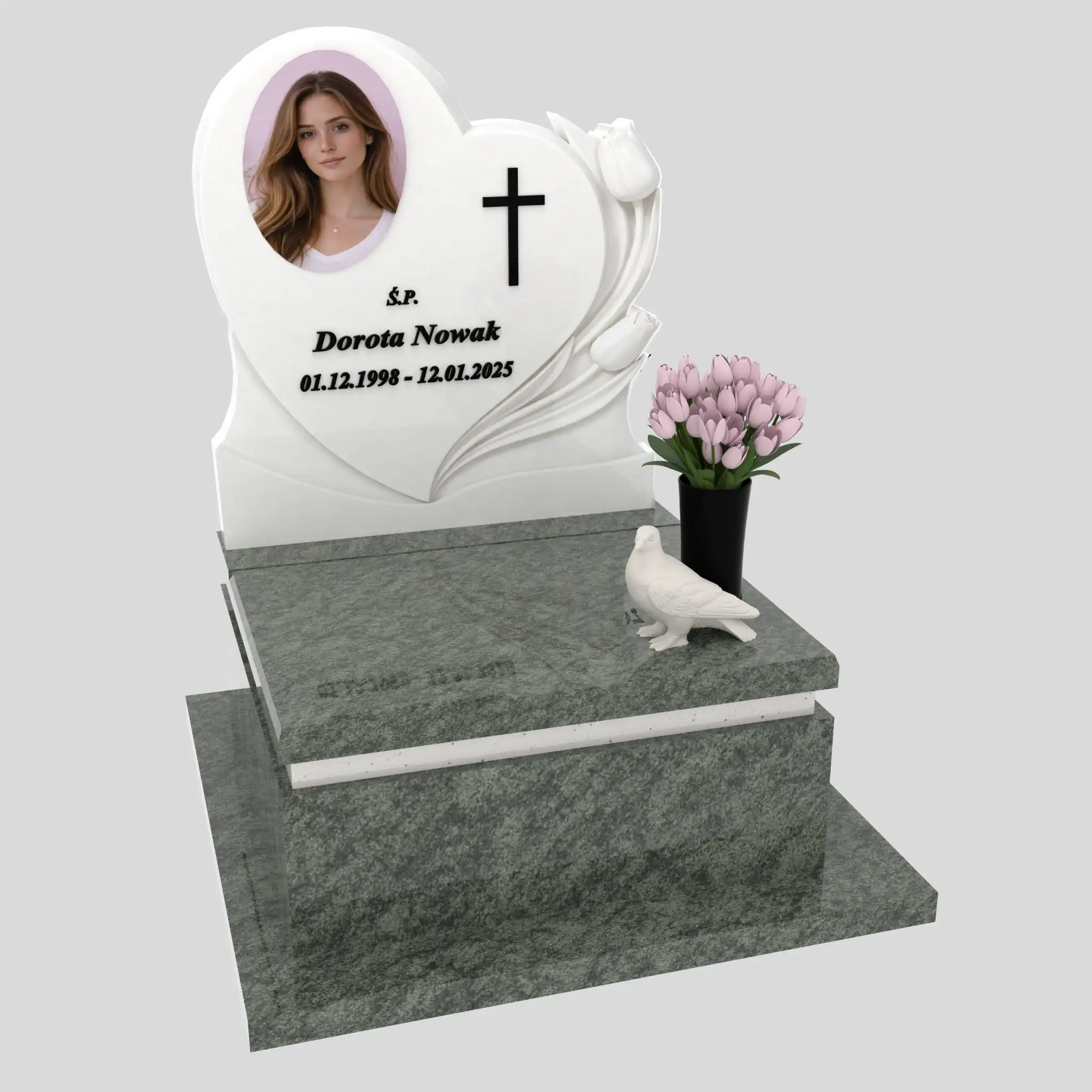 Nagrobek urnowy z rzeźbą serca i gołębia U 128 zdjęcie 87