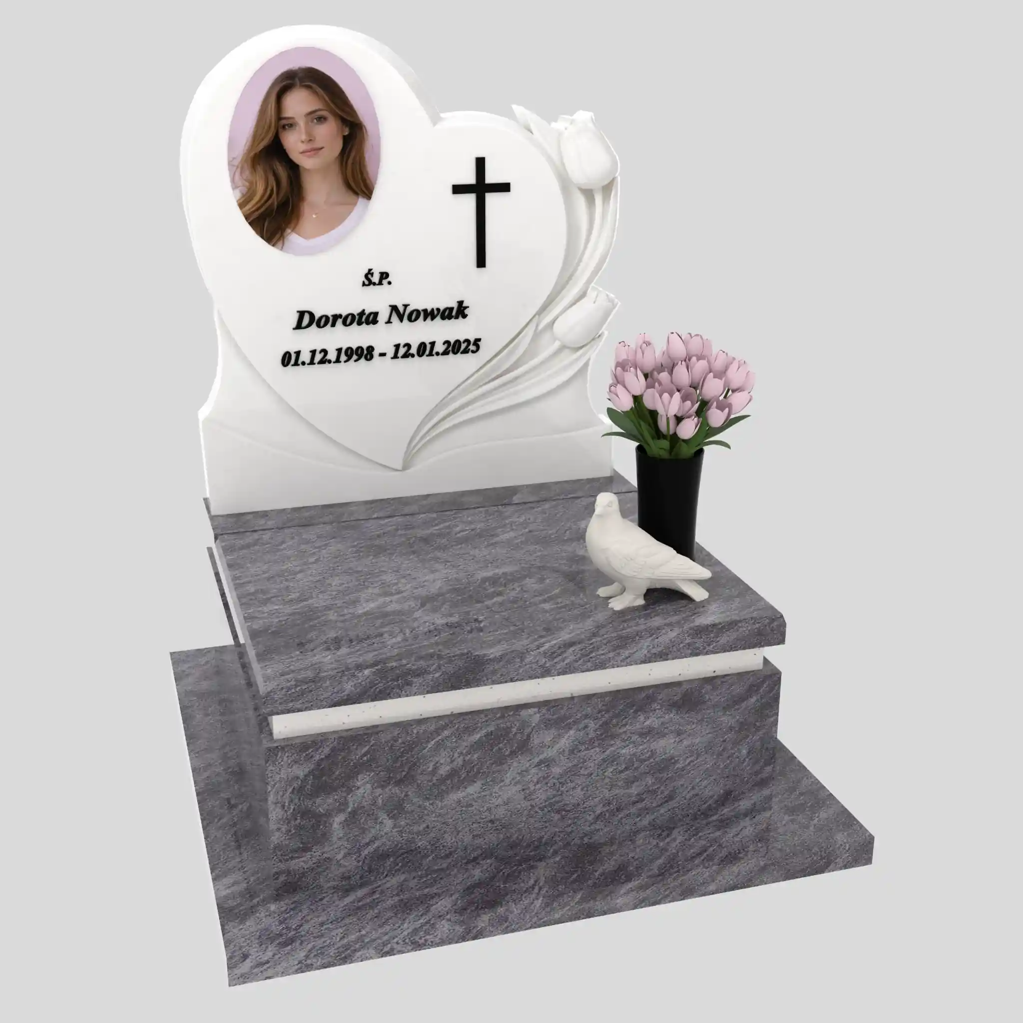 Nagrobek urnowy z rzeźbą serca i gołębia U 128 zdjęcie 86