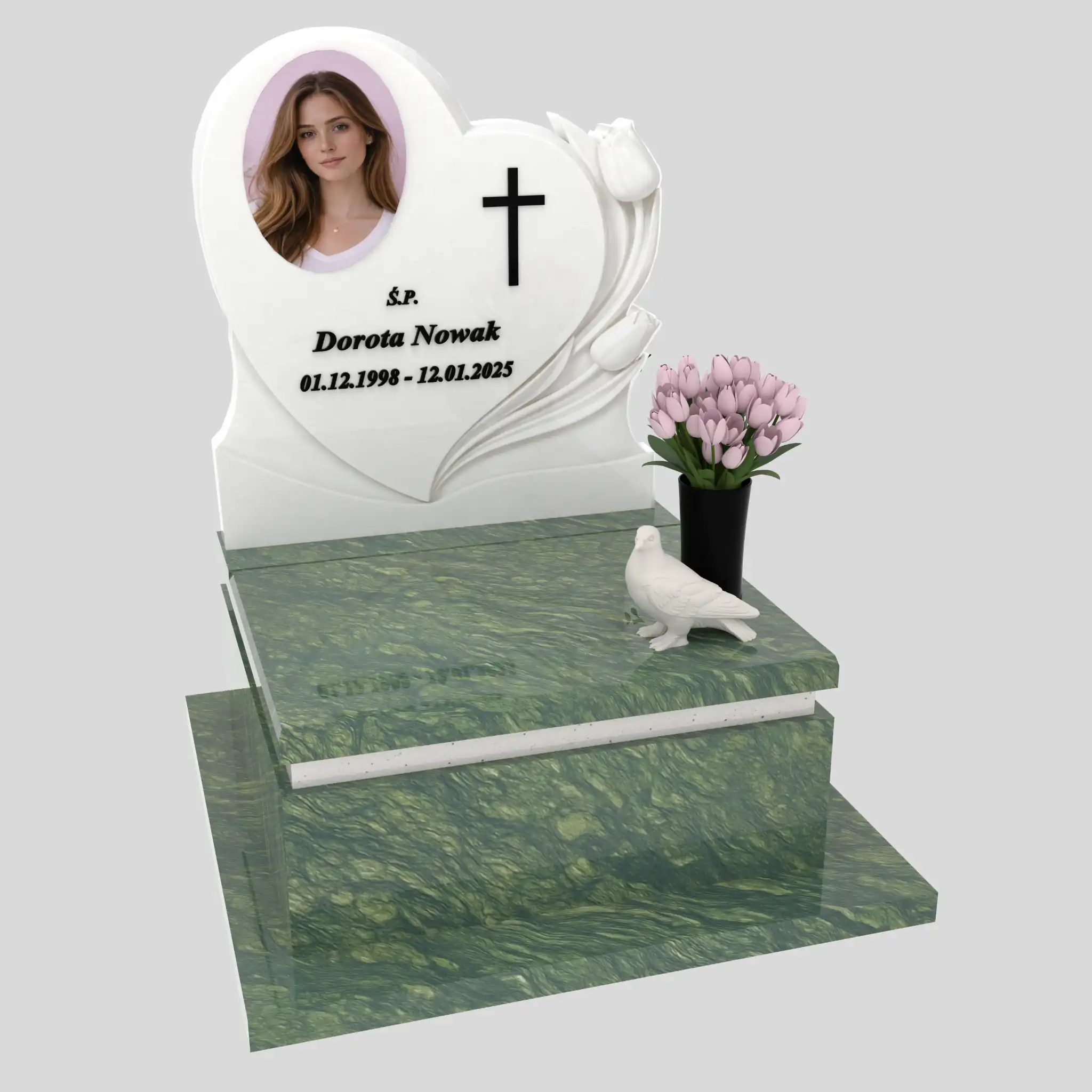 Nagrobek urnowy z rzeźbą serca i gołębia U 128 zdjęcie 85