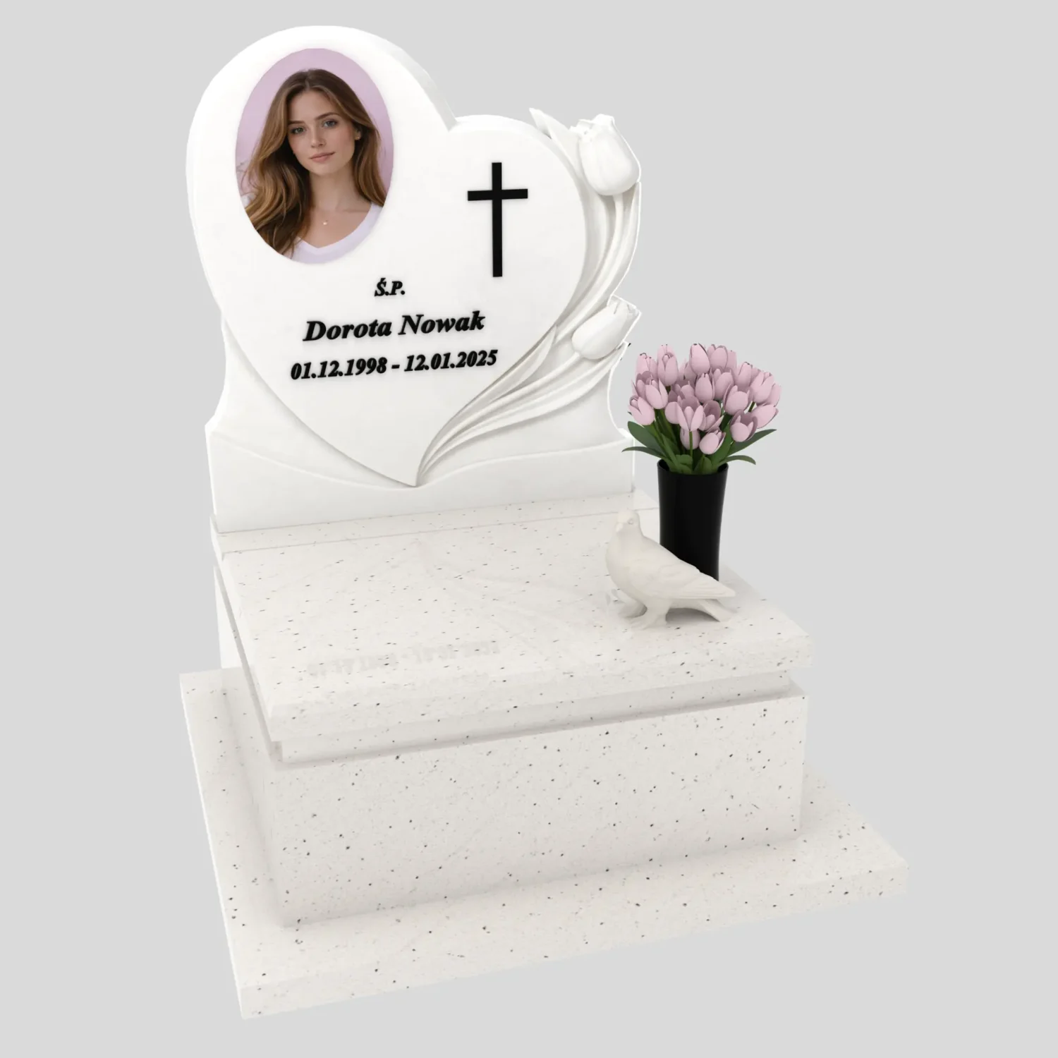 Nagrobek urnowy z rzeźbą serca i gołębia U 128 zdjęcie 83