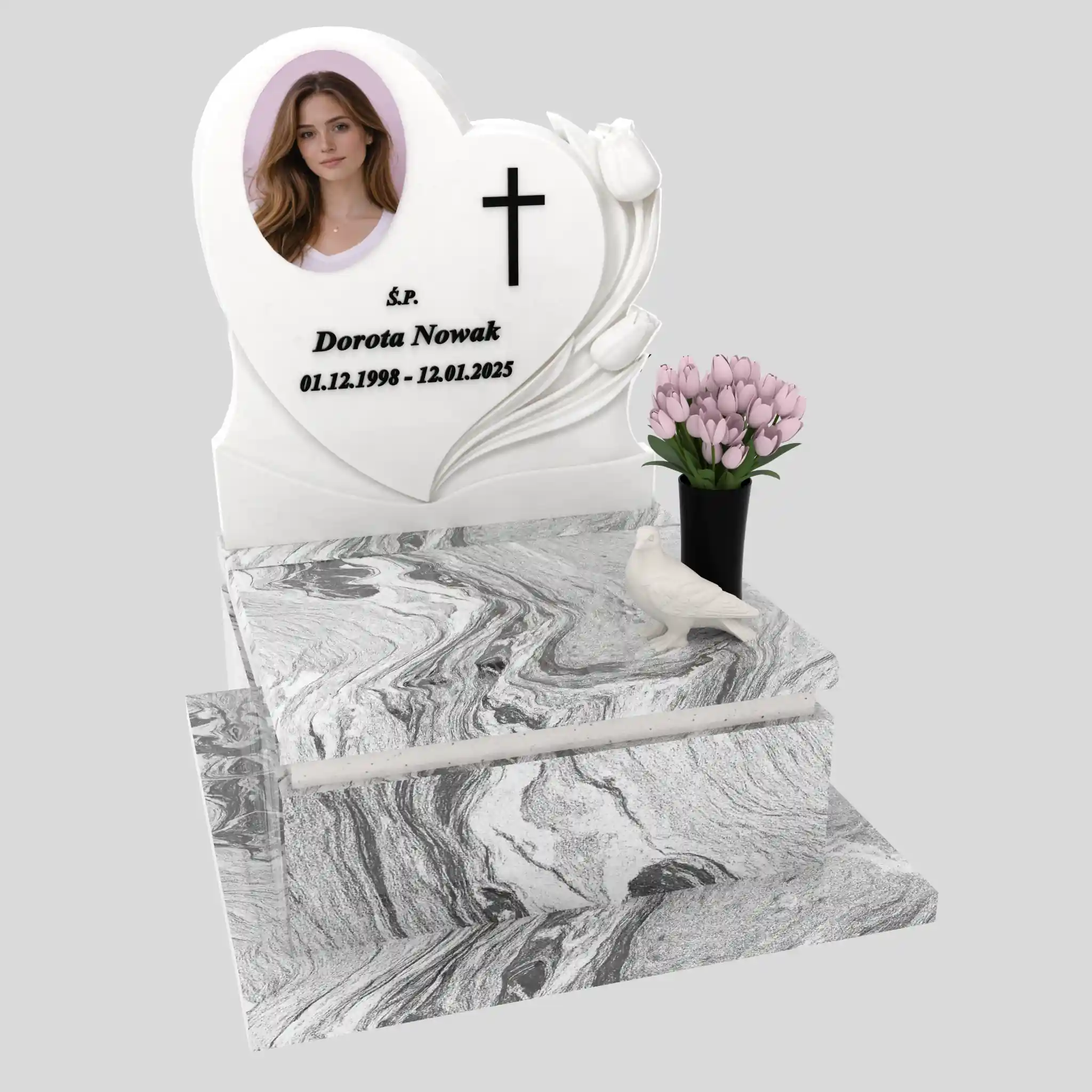 Nagrobek urnowy z rzeźbą serca i gołębia U 128 zdjęcie 80