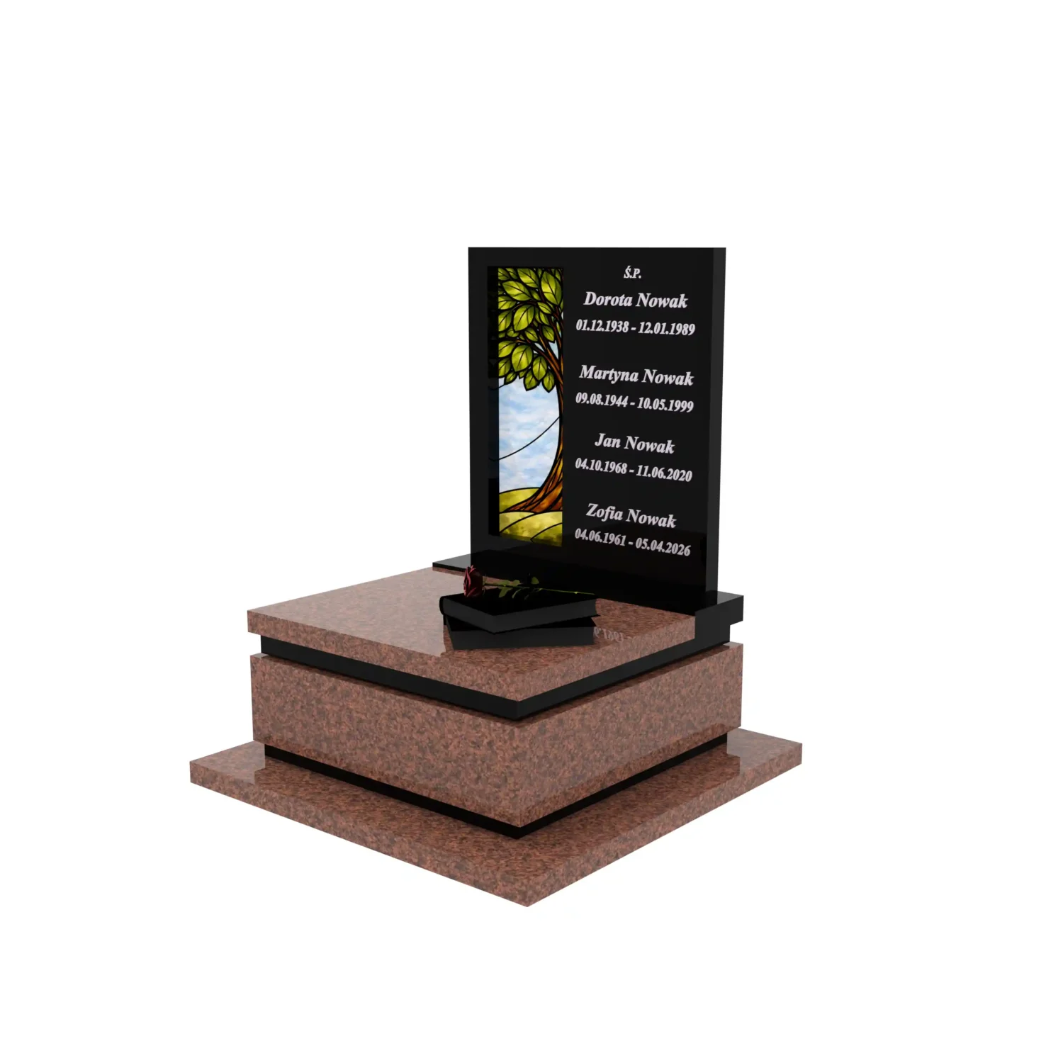 Nagrobek urnowy z witrażem drzewa U 129+360 – photo №1