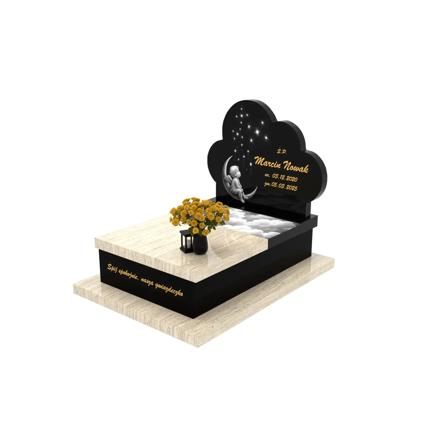 Nagrobek dla dziecka z grawerem aniołka D 88+360 – photo №1