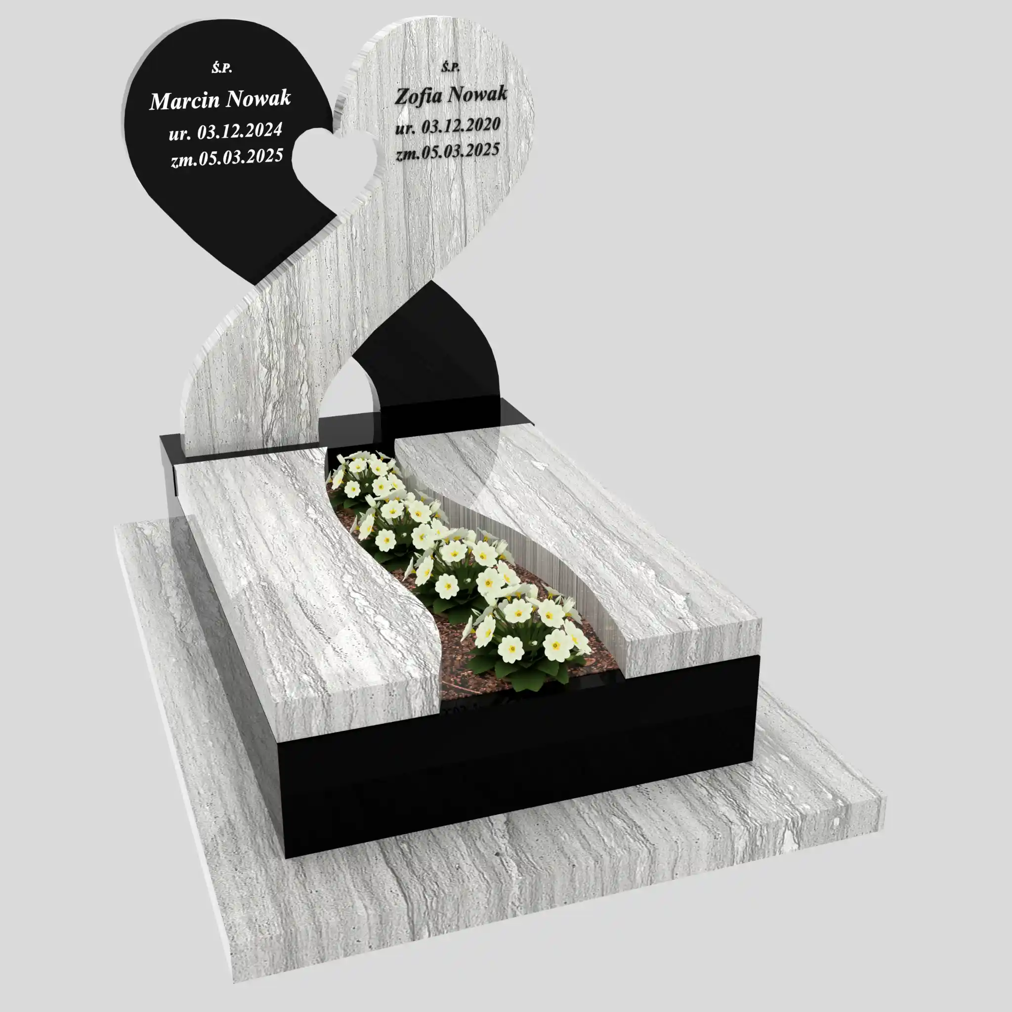 Nagrobek dla dziecka z sercem i miejscem na kwiaty D 87 zdjęcie 90