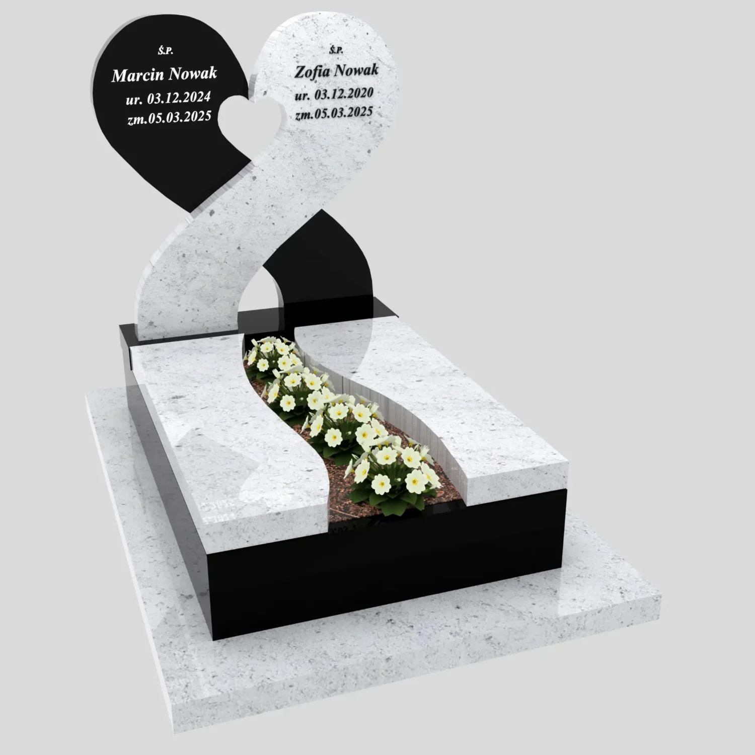 Nagrobek dla dziecka z sercem i miejscem na kwiaty D 87 zdjęcie 89