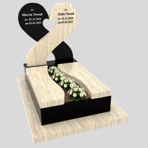 Nagrobki Warszawa | Nagrobki dla dzieci z sercem z granitu ivory gold