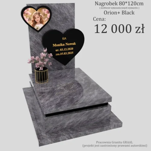 Nagrobki Warszawa | Nagrobki dla dzieci ze zdjęciem z granitu orion