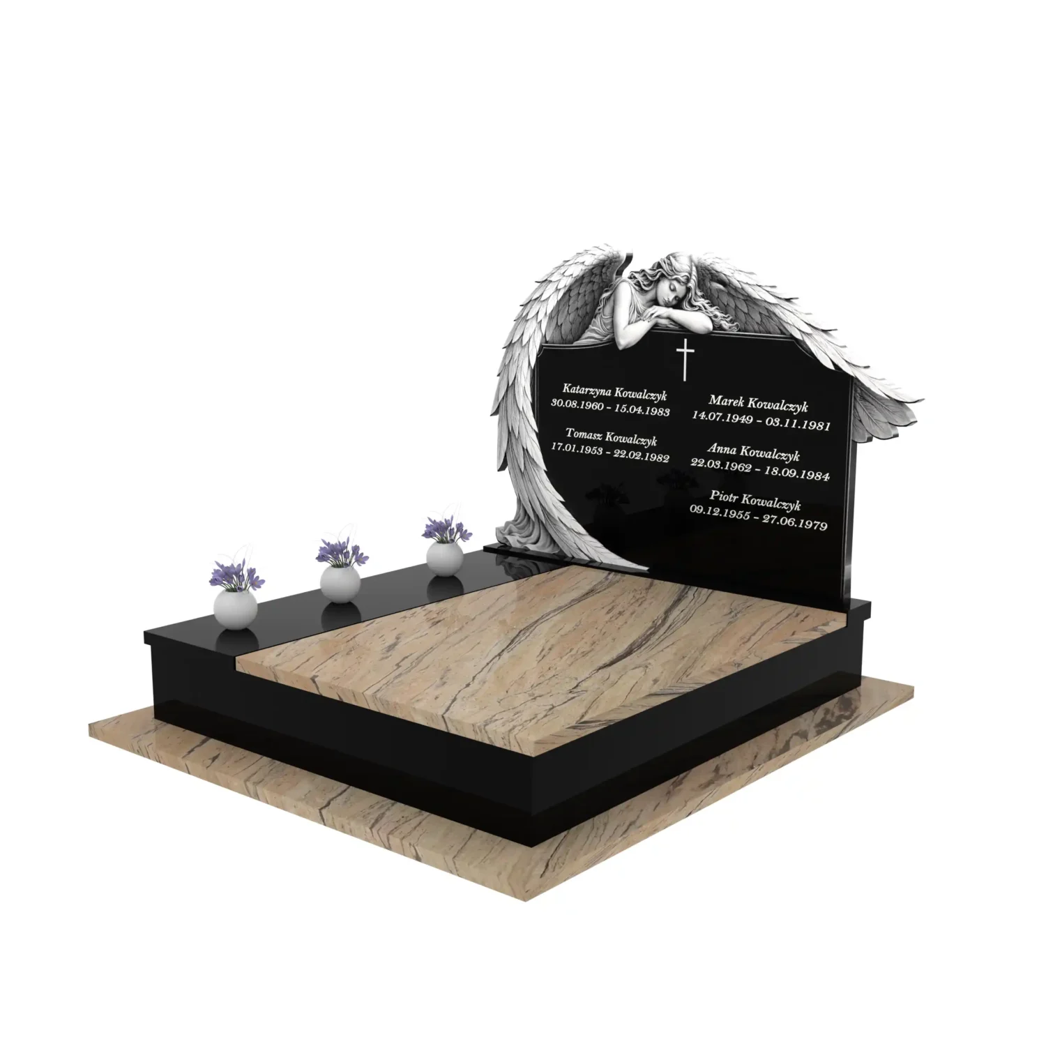 Nagrobek podwójny z grawerem anioła KD 71+360 – photo №1