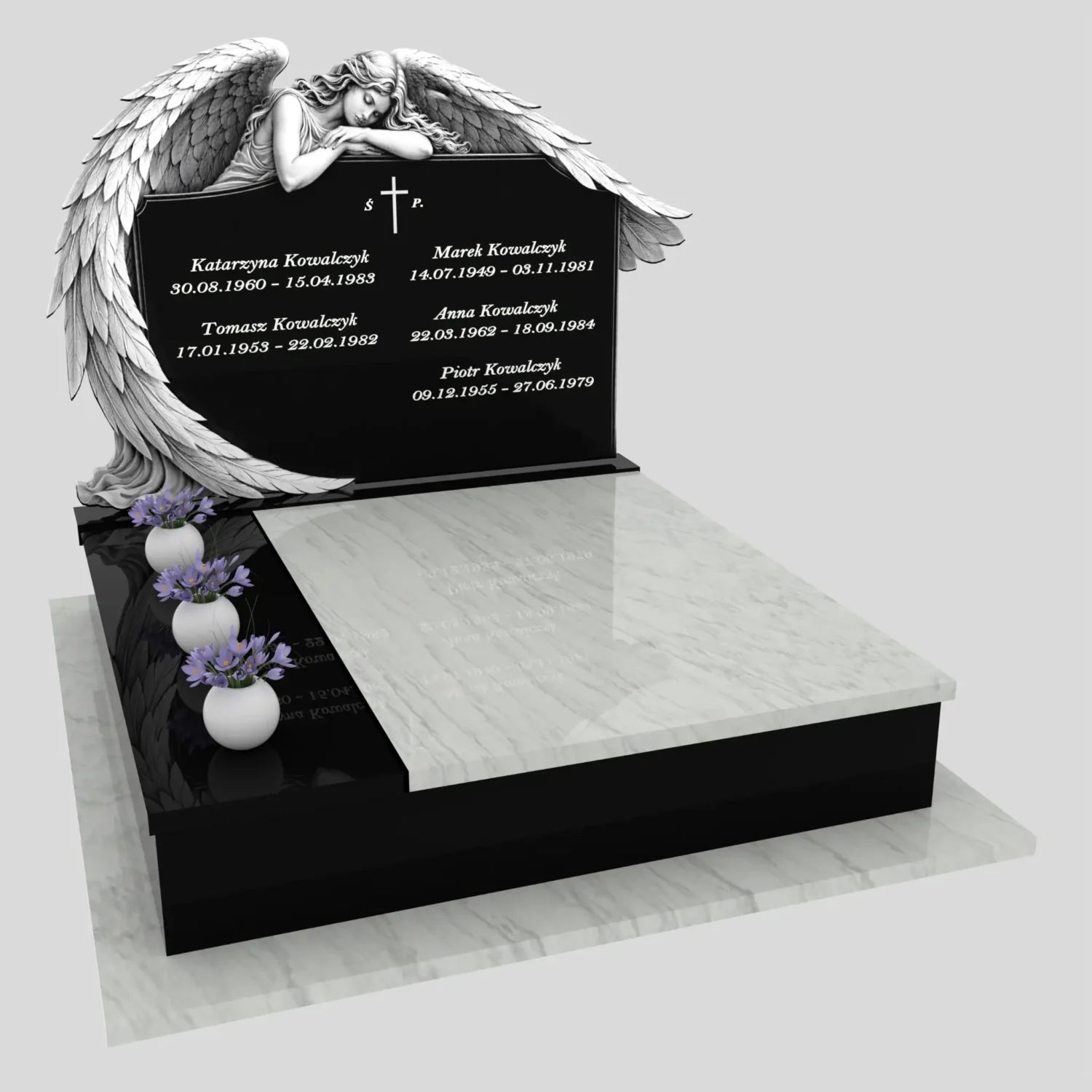 Nagrobek podwójny z grawerem anioła KD 71 zdjęcie 89