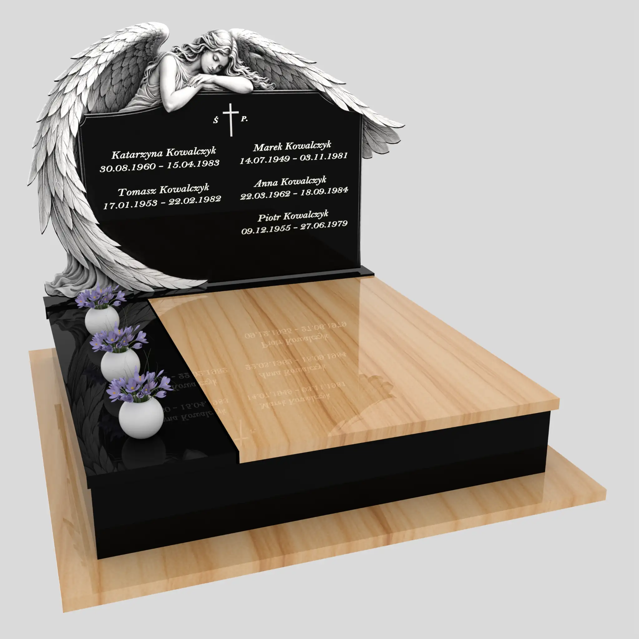Nagrobek podwójny z grawerem anioła KD 71 zdjęcie 88