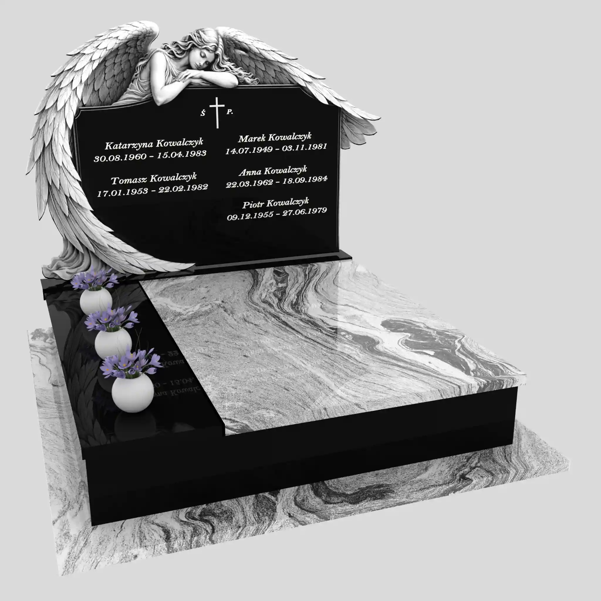 Nagrobek podwójny z grawerem anioła KD 71 zdjęcie 86
