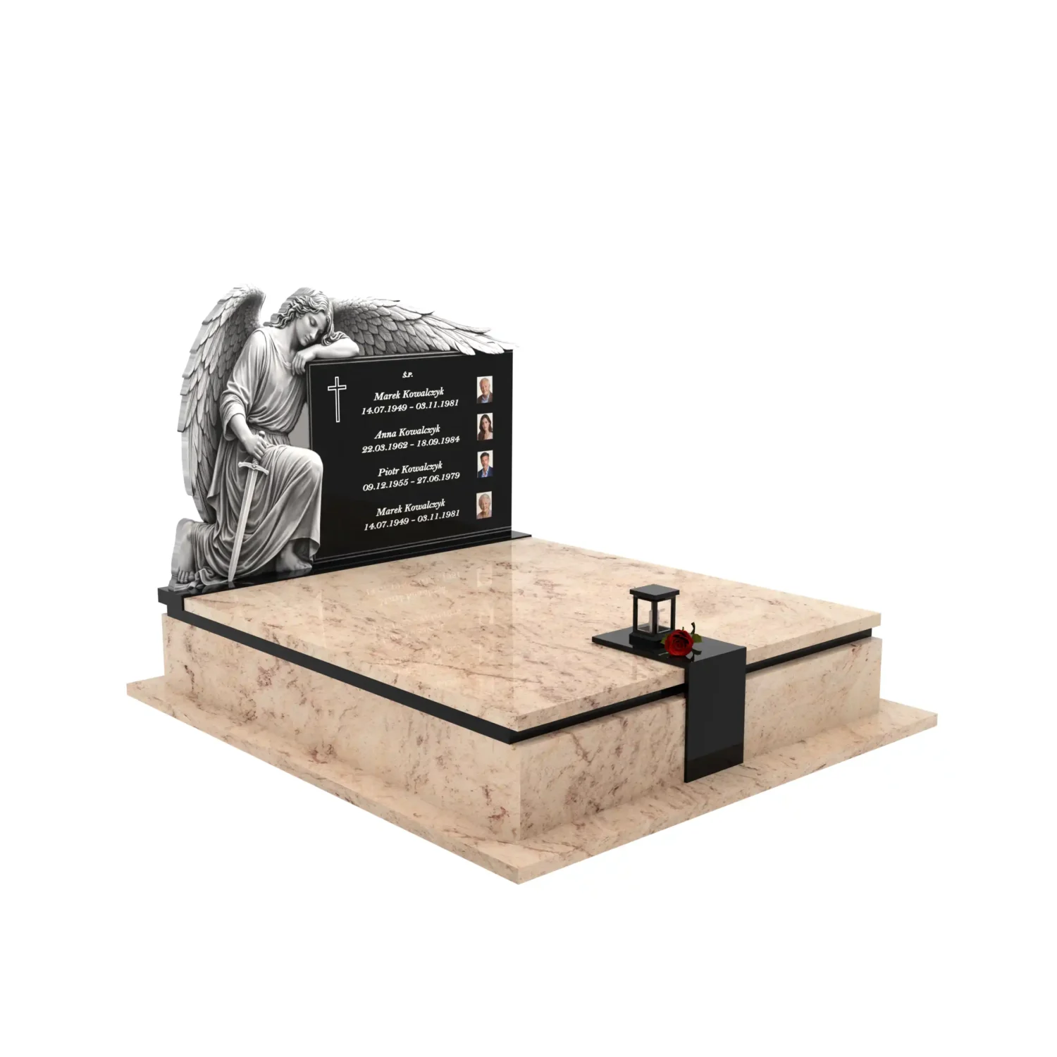 Nagrobek podwójny z grawerem archanioła KD 73+360 – photo №12