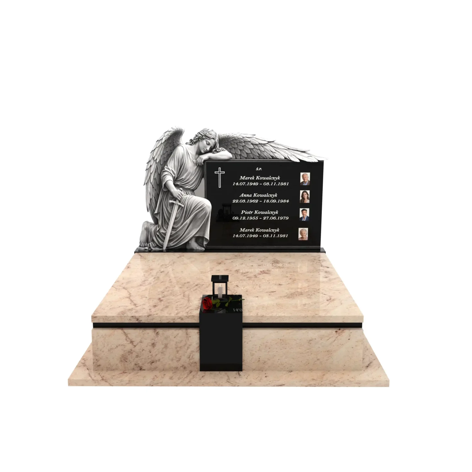 Nagrobek podwójny z grawerem archanioła KD 73+360 – photo №1