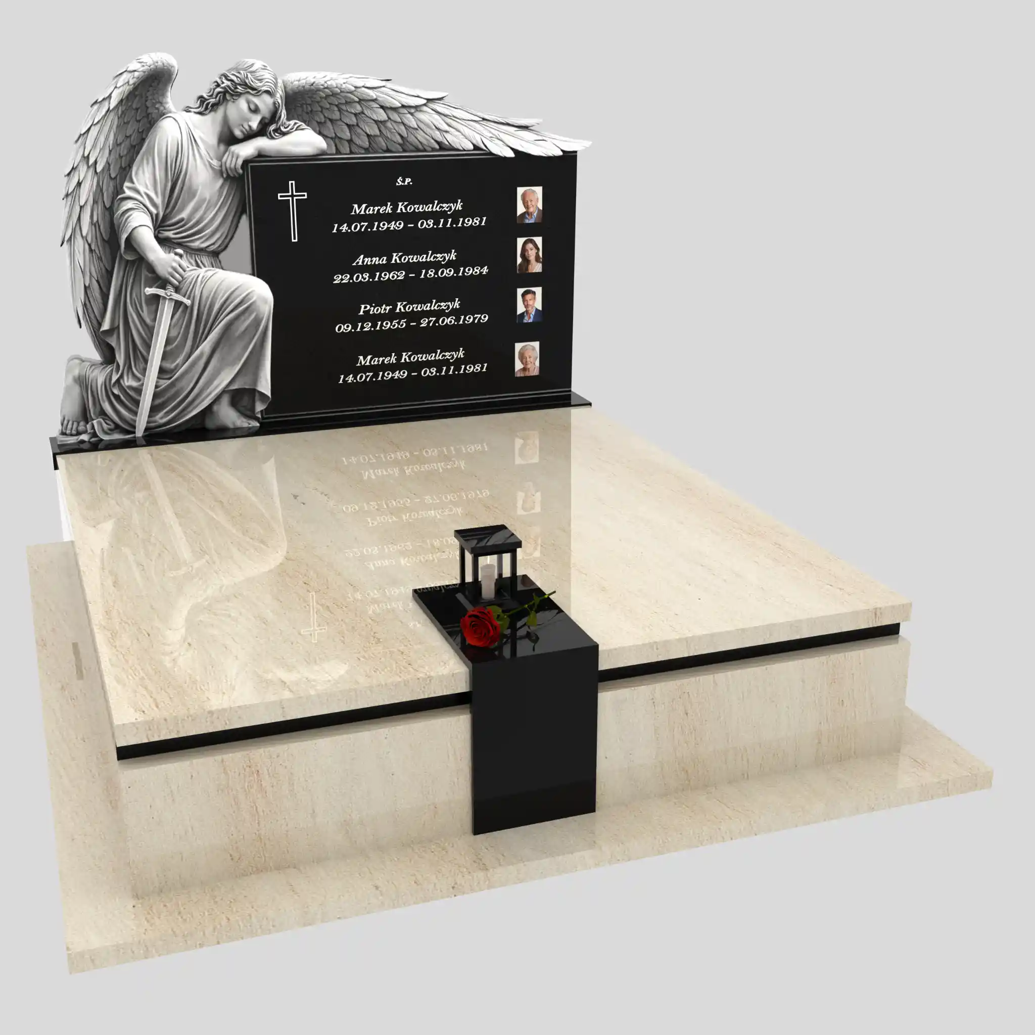 Nagrobek podwójny z grawerem archanioła KD 73 zdjęcie 94