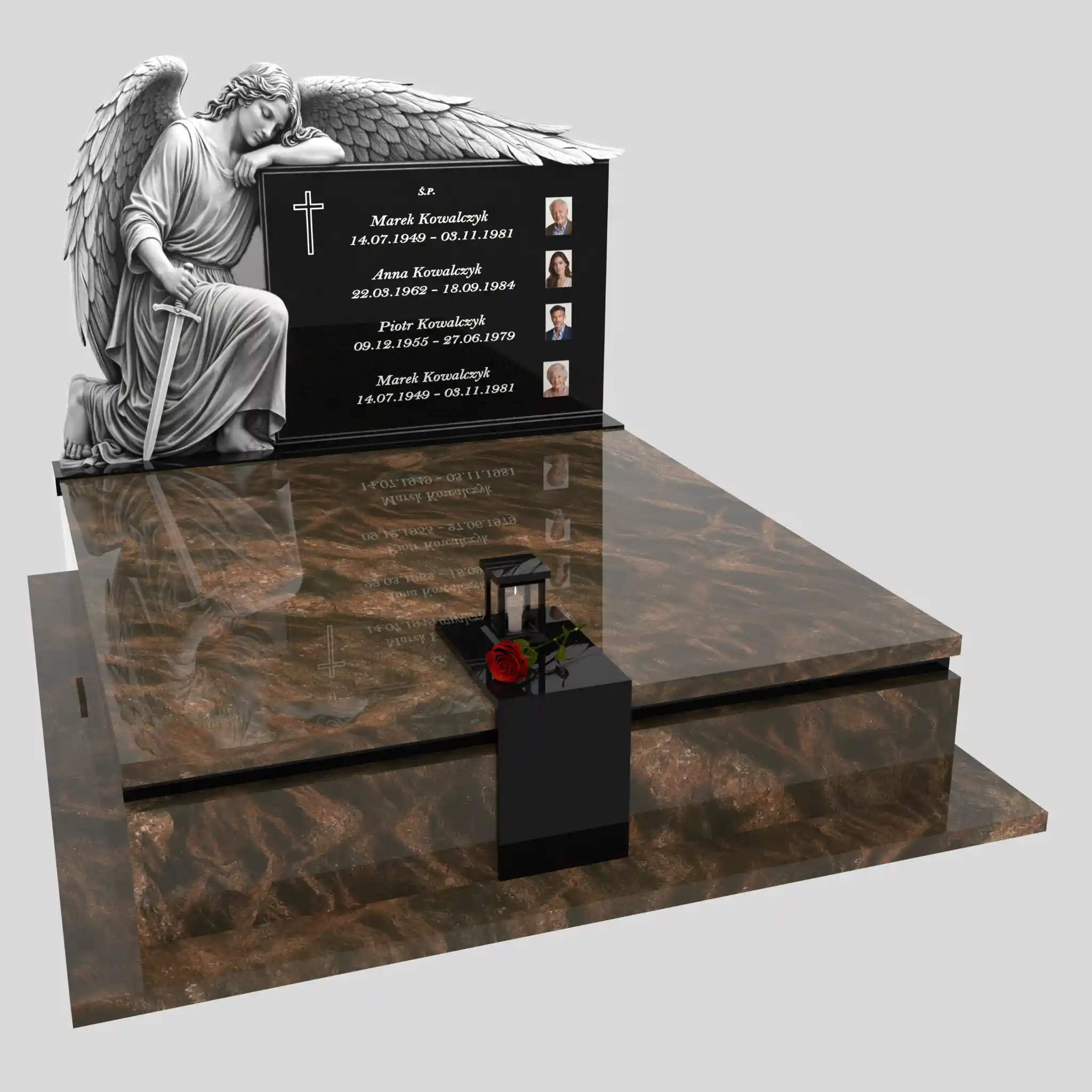 Nagrobek podwójny z grawerem archanioła KD 73 zdjęcie 93