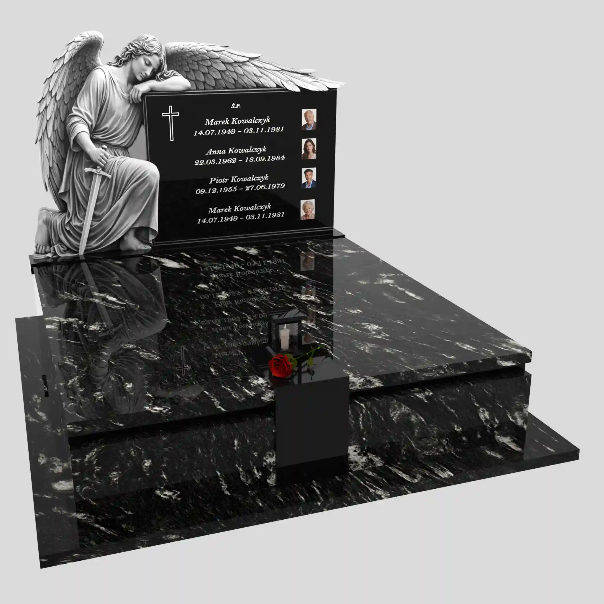 Nagrobek podwójny z grawerem archanioła KD 73 zdjęcie 91