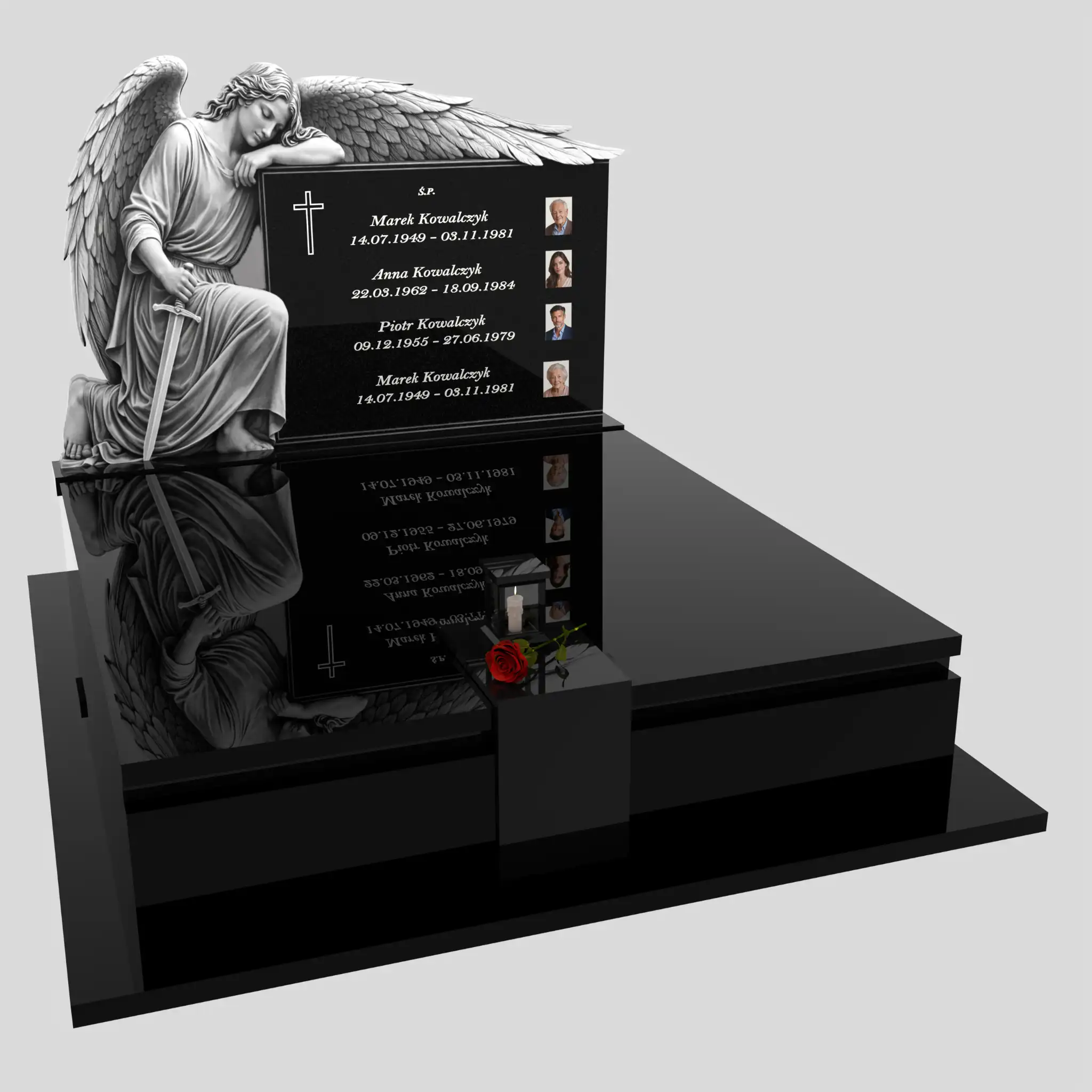 Nagrobek podwójny z grawerem archanioła KD 73 zdjęcie 90