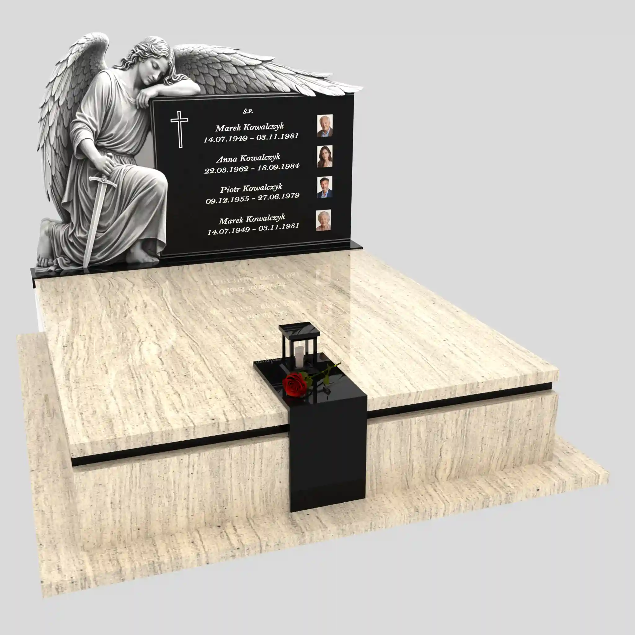 Nagrobek podwójny z grawerem archanioła KD 73 zdjęcie 88