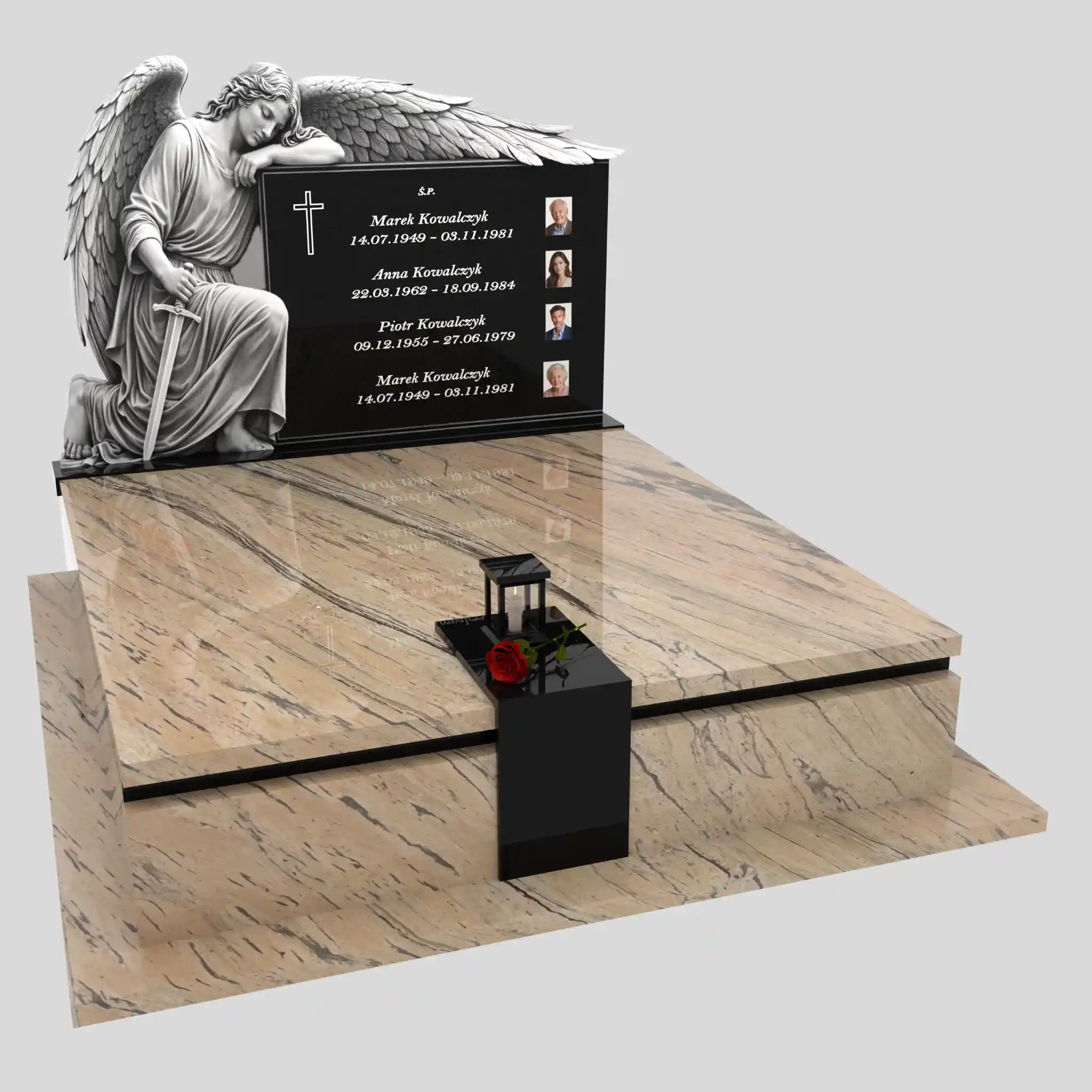 Nagrobek podwójny z grawerem archanioła KD 73 zdjęcie 83