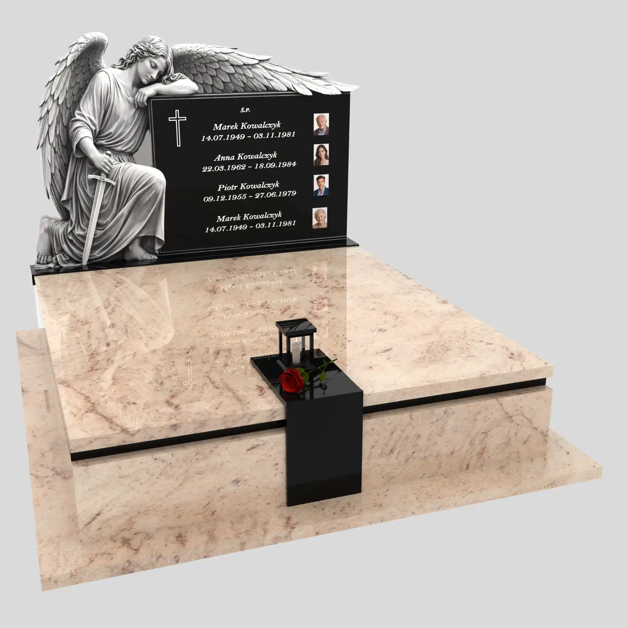 Nagrobek podwójny z grawerem archanioła KD 73 zdjęcie 82