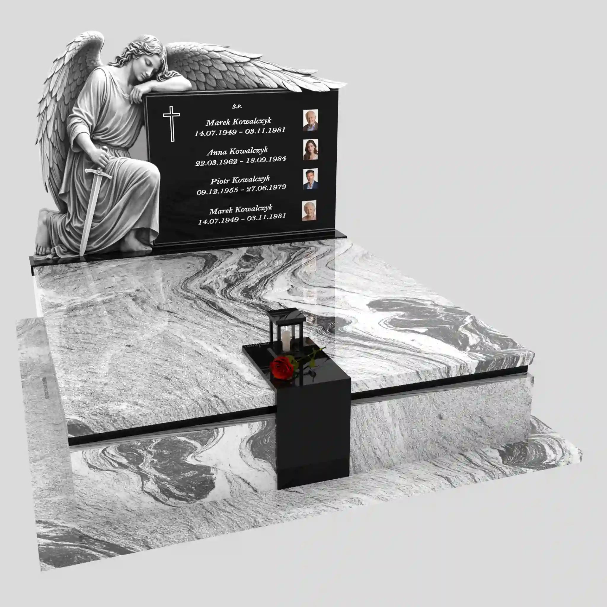 Nagrobek podwójny z grawerem archanioła KD 73 zdjęcie 80