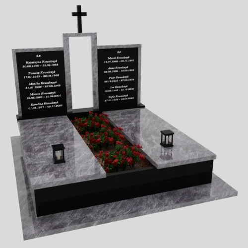 Nagrobki Warszawa | Nagrobki podwójne z krzyżem z granitu orion