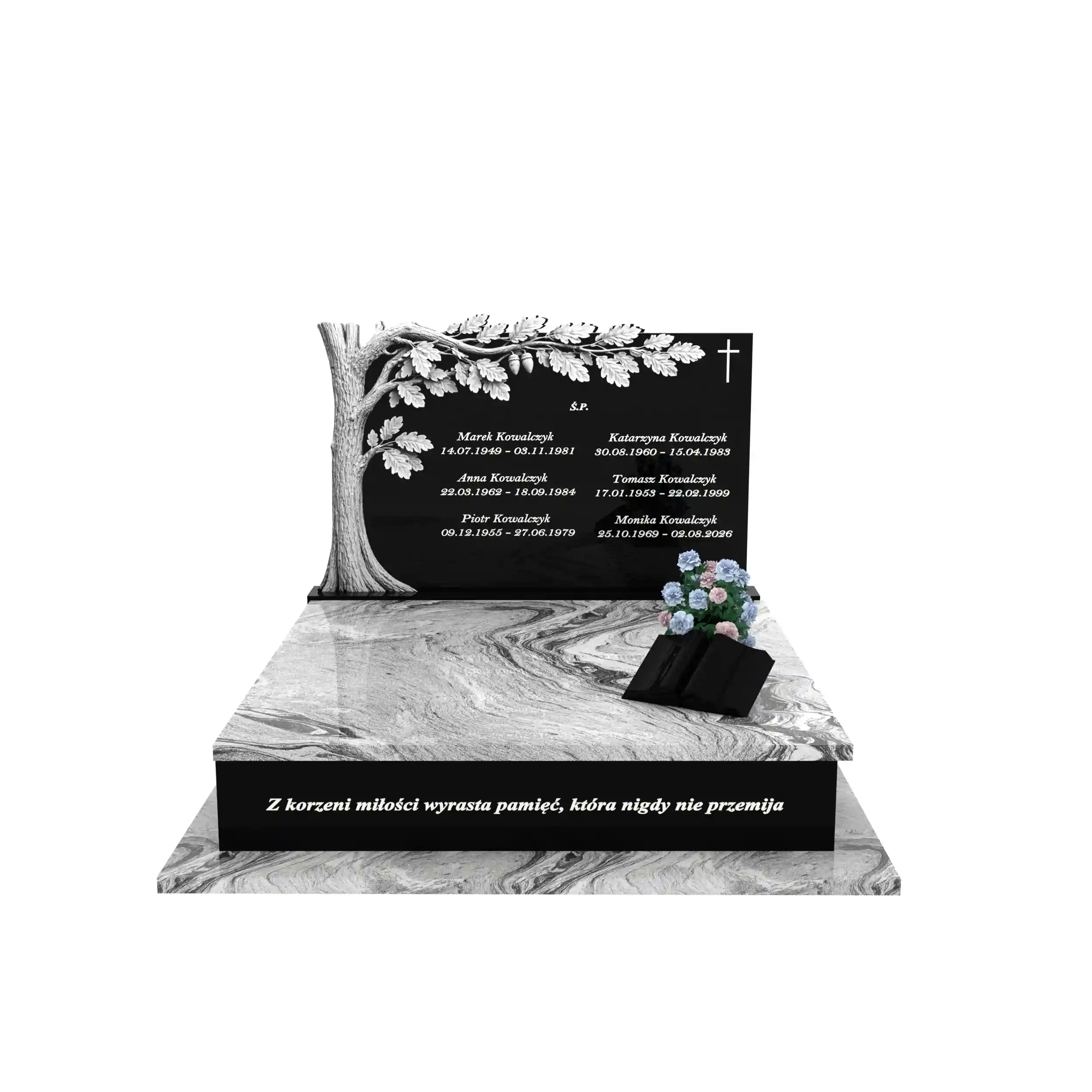 Nagrobek podwójny z rzeźbą drzewa CK 118+360 – photo №12