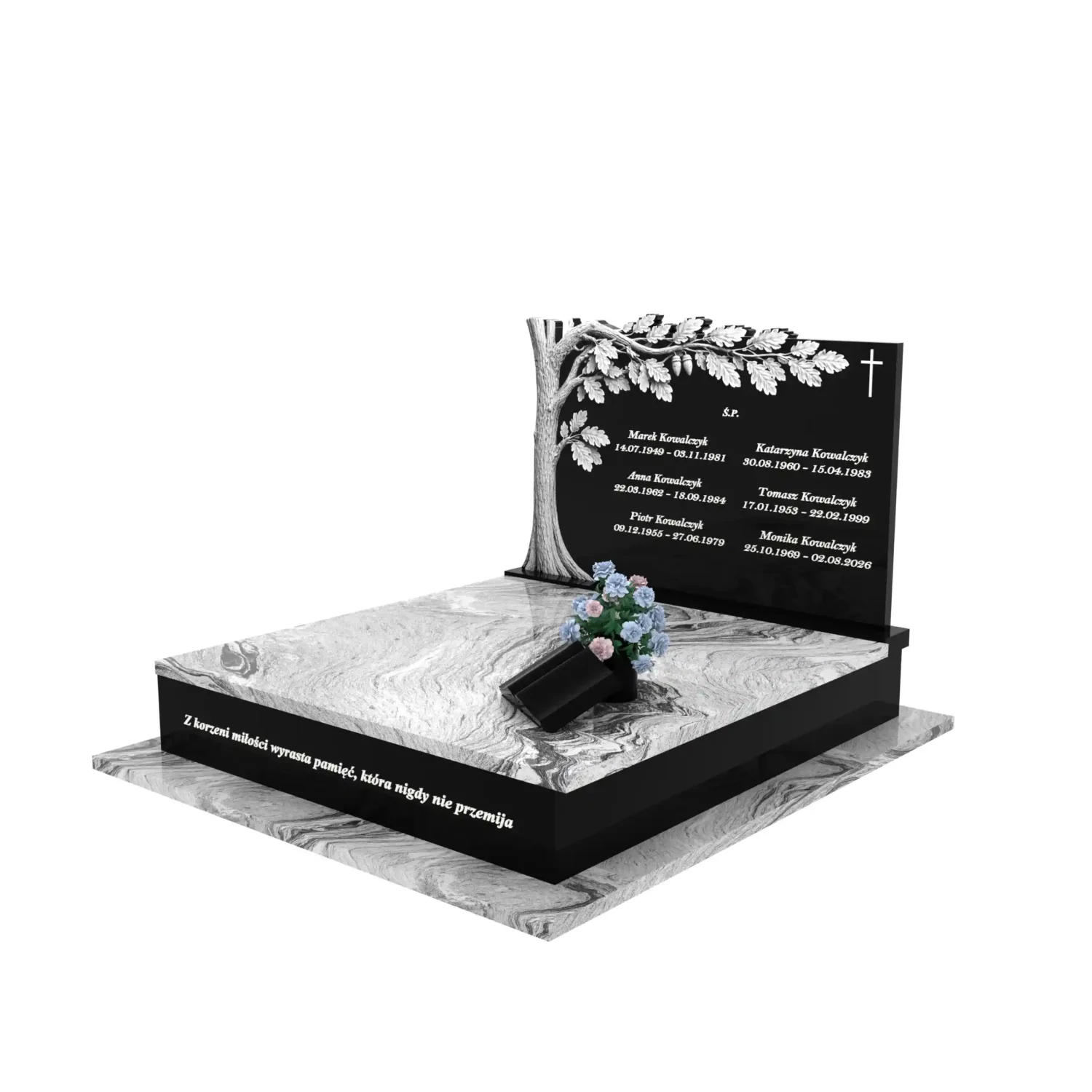 Nagrobek podwójny z rzeźbą drzewa CK 118+360 – photo №1