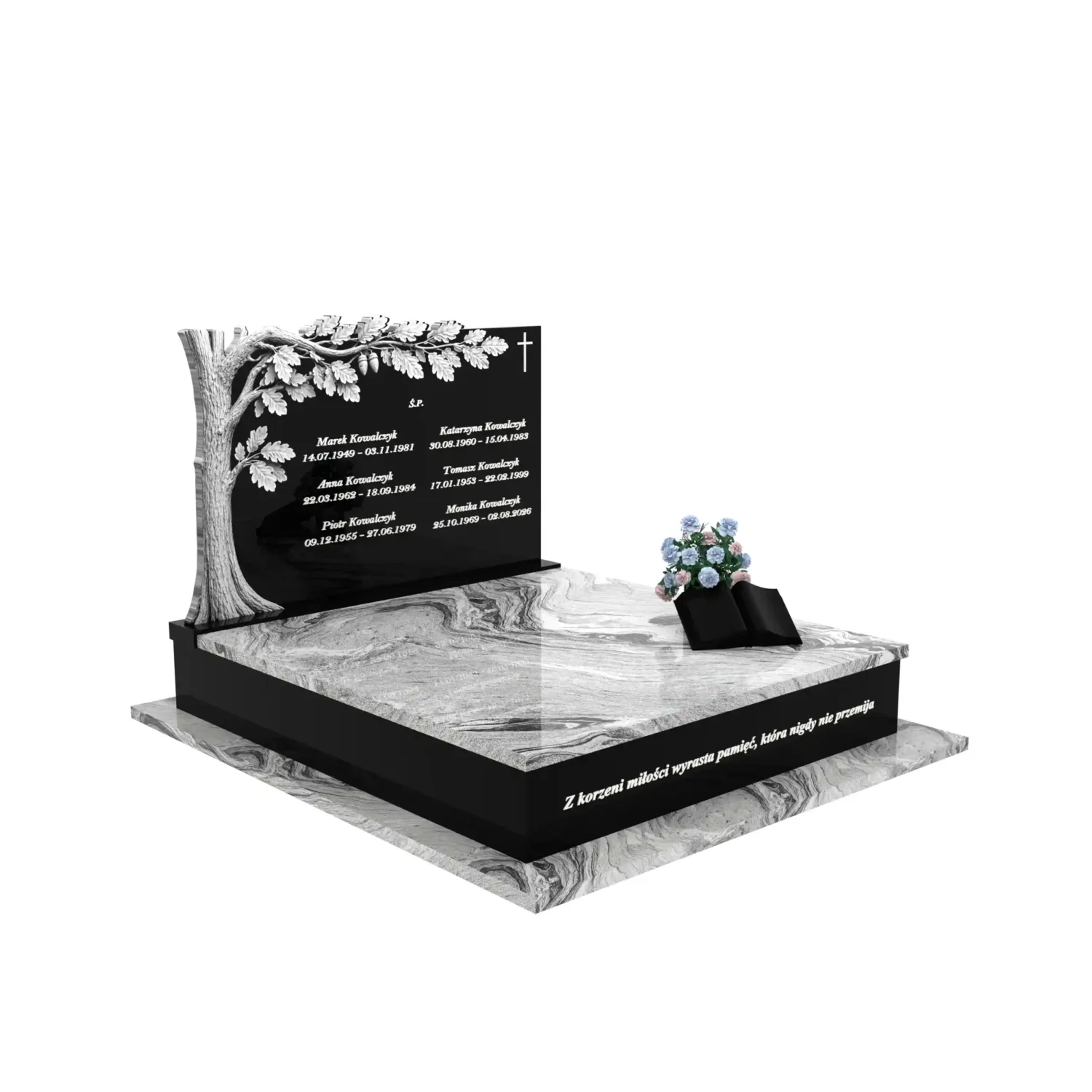 Nagrobek podwójny z rzeźbą drzewa CK 118+360 – photo №11