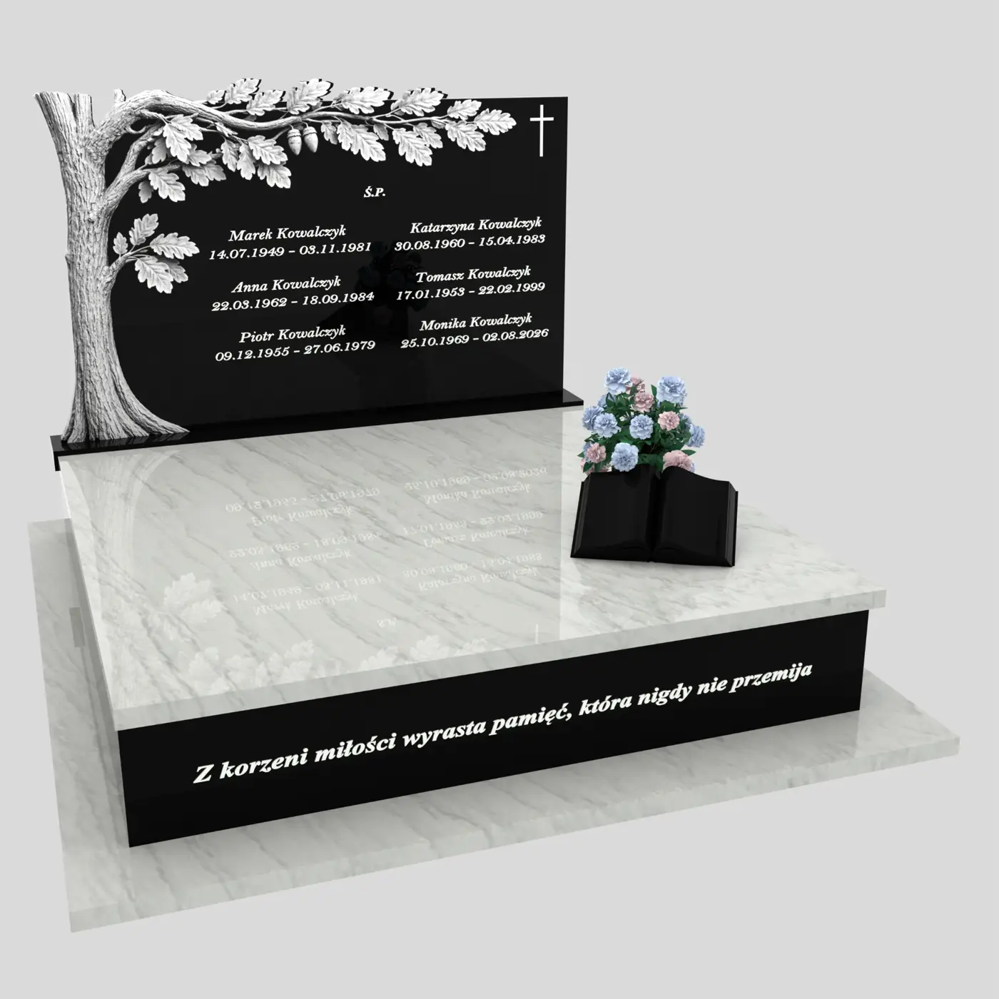 Nagrobek podwójny z rzeźbą drzewa CK 118 zdjęcie 81
