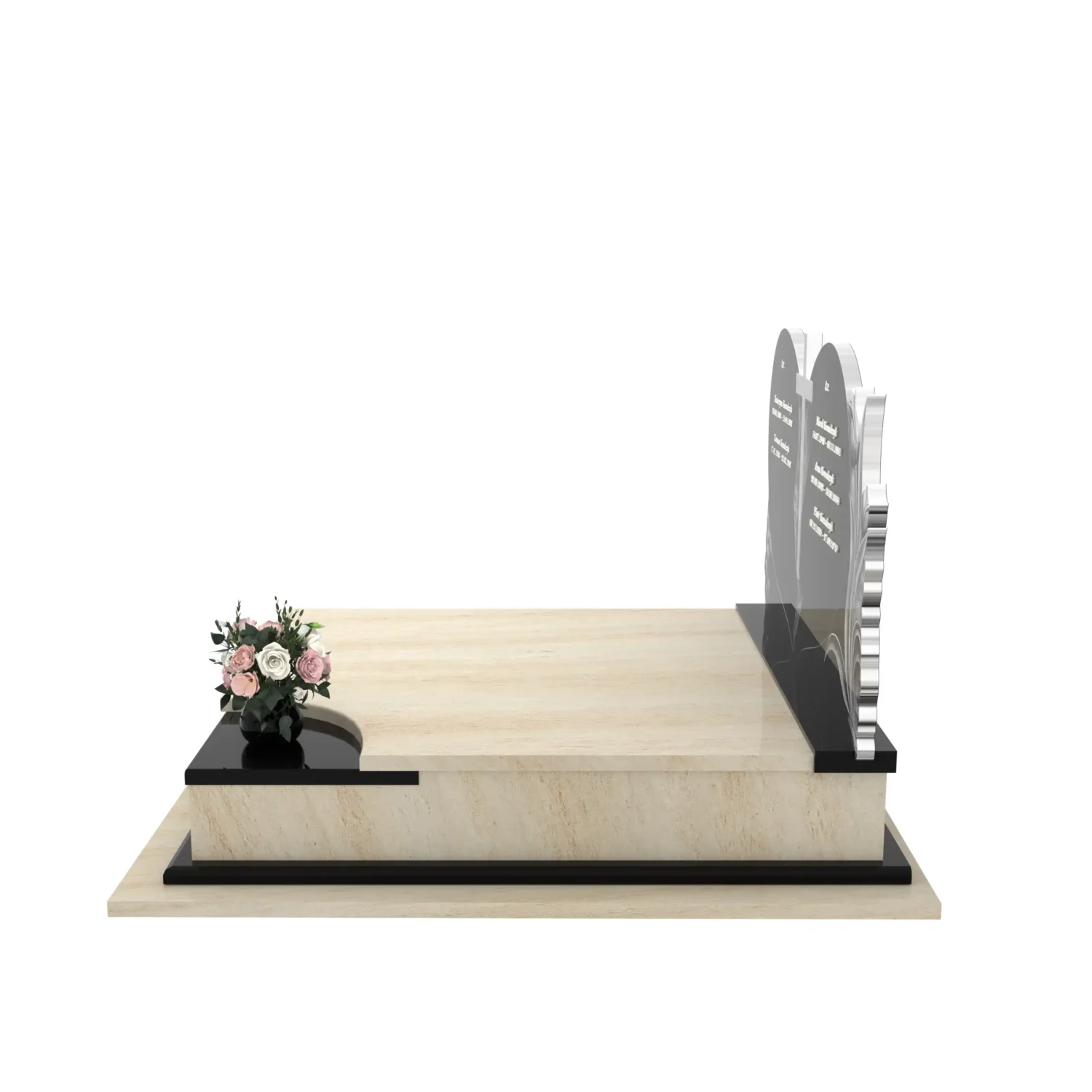 Nagrobek podwójny z rzeźbą serca i kwiatów CK 119+360 – photo №3