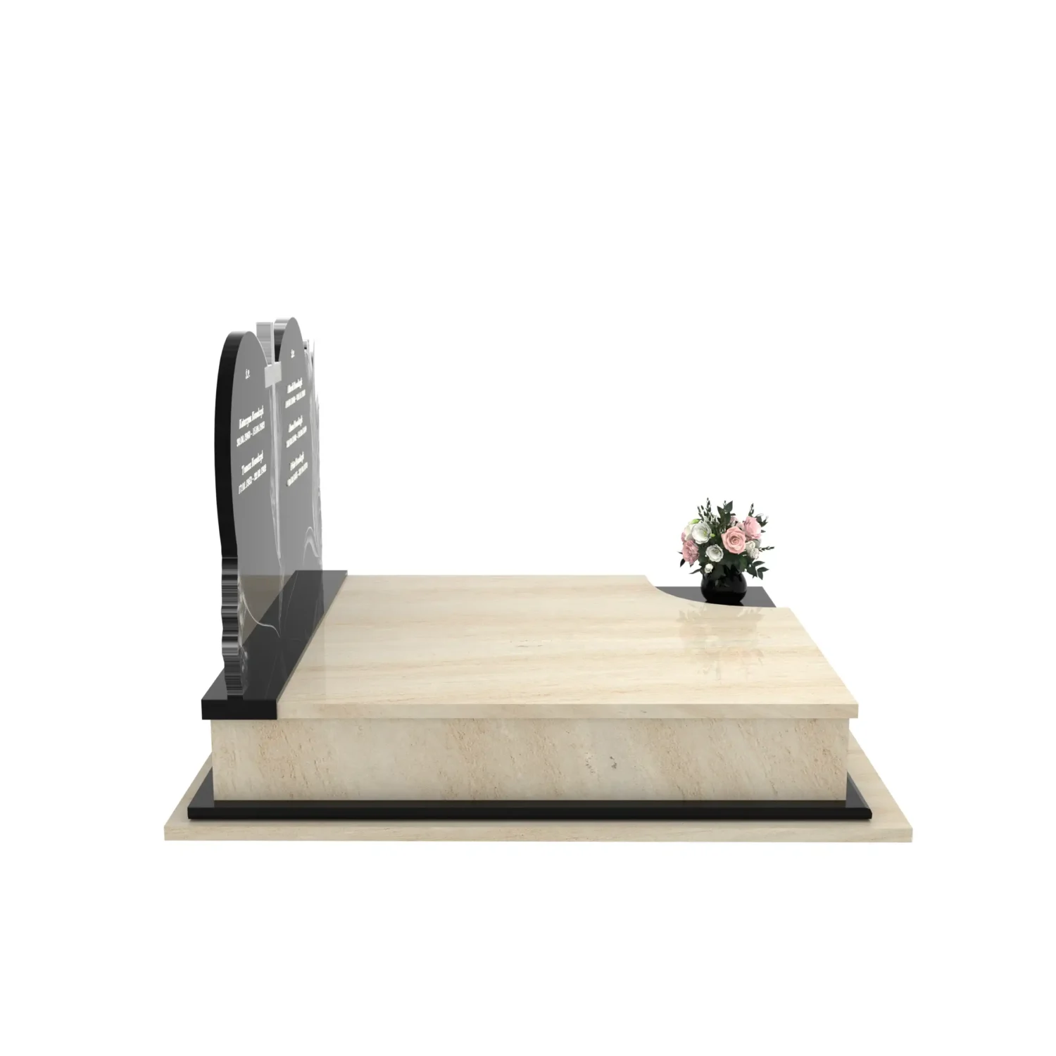 Nagrobek podwójny z rzeźbą serca i kwiatów CK 119+360 – photo №9