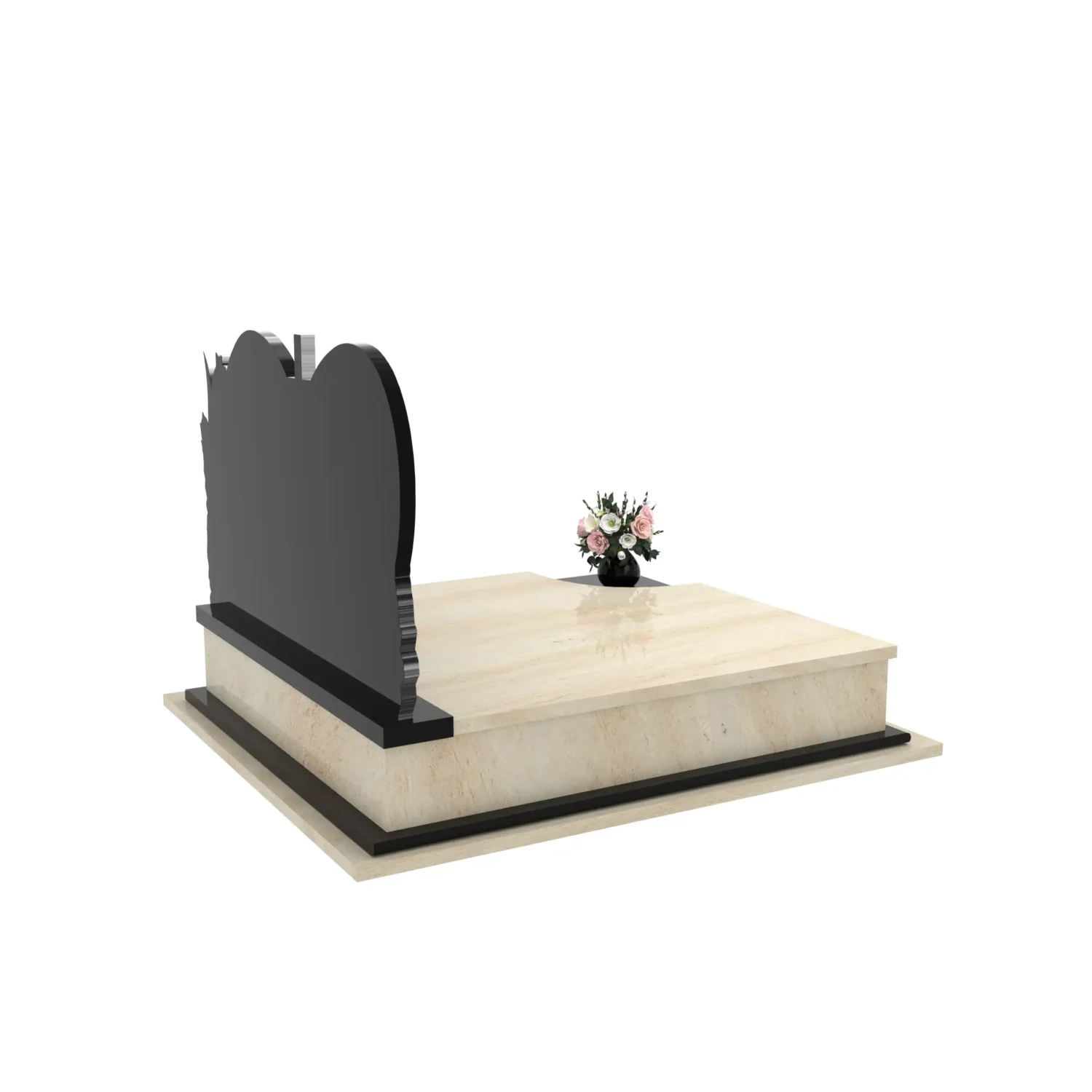 Nagrobek podwójny z rzeźbą serca i kwiatów CK 119+360 – photo №8