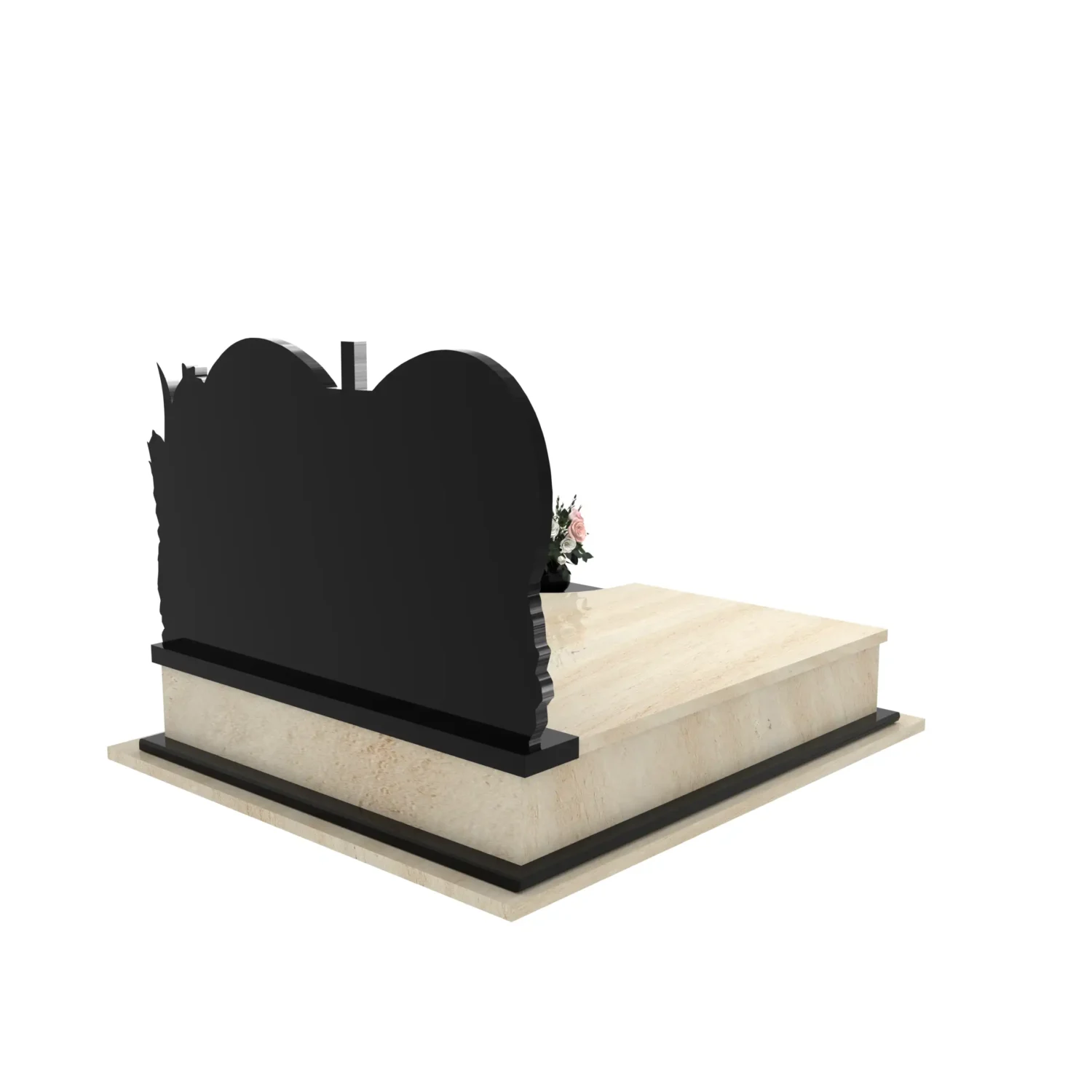 Nagrobek podwójny z rzeźbą serca i kwiatów CK 119+360 – photo №7