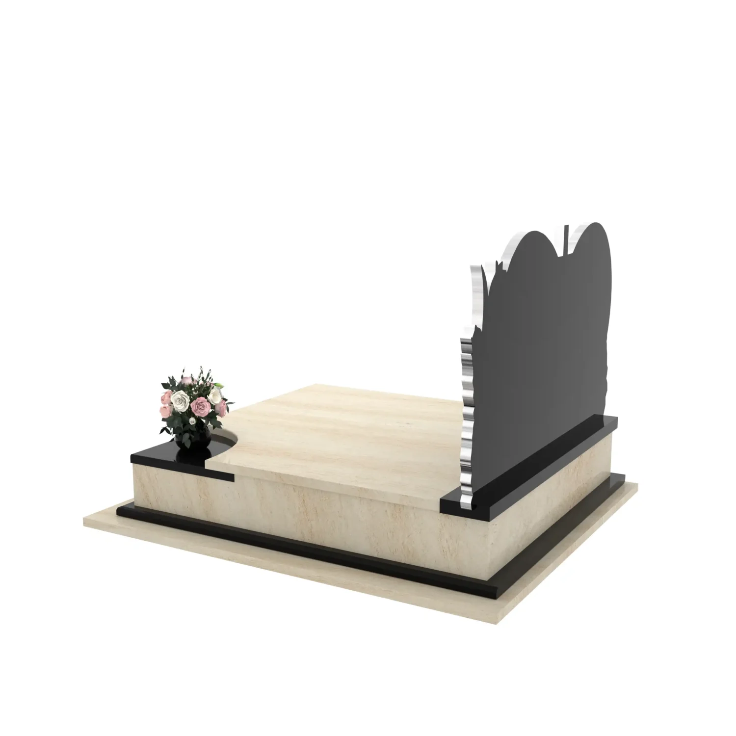 Nagrobek podwójny z rzeźbą serca i kwiatów CK 119+360 – photo №4