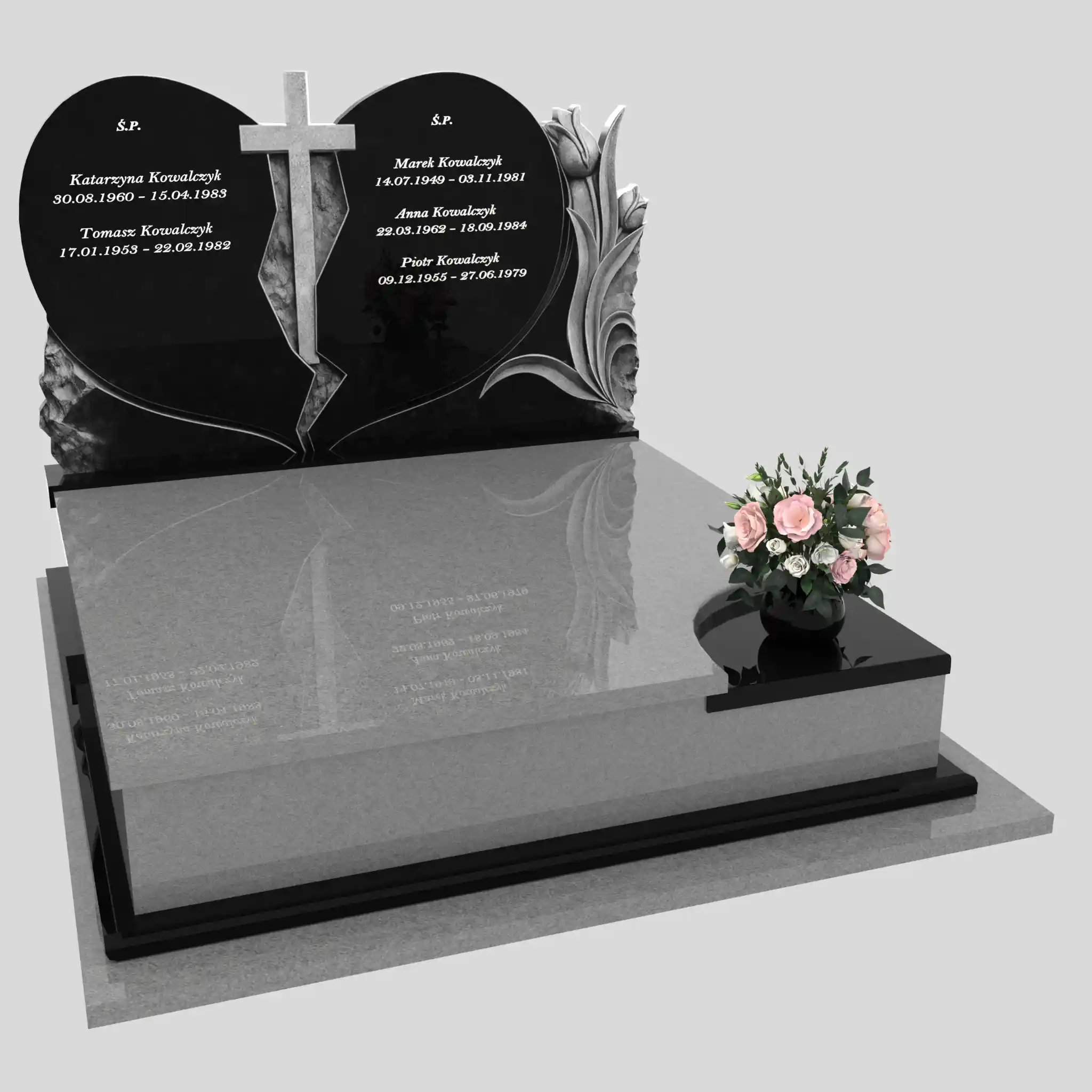 Nagrobek podwójny z rzeźbą serca i kwiatów CK 119 zdjęcie 87