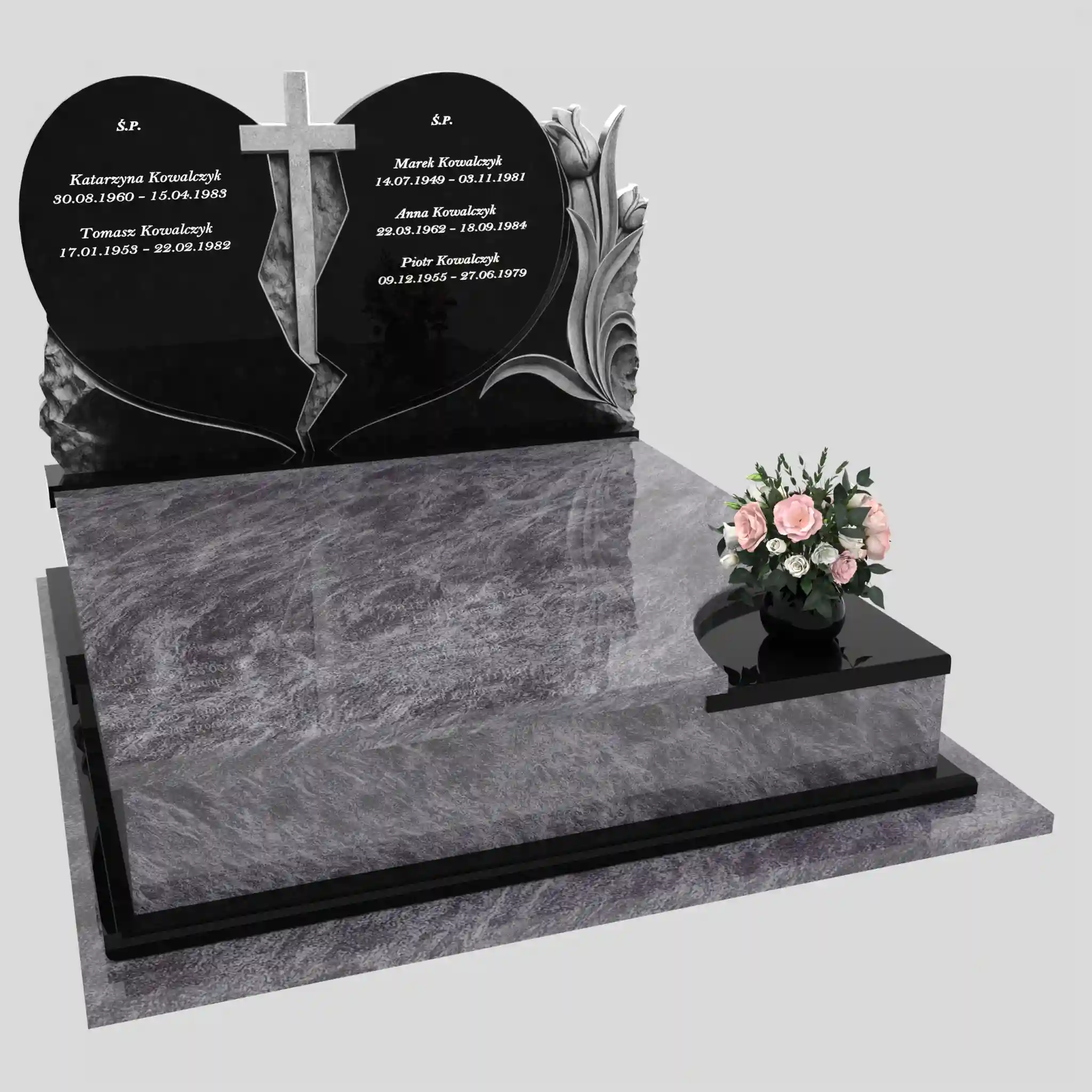 Nagrobek podwójny z rzeźbą serca i kwiatów CK 119 zdjęcie 85