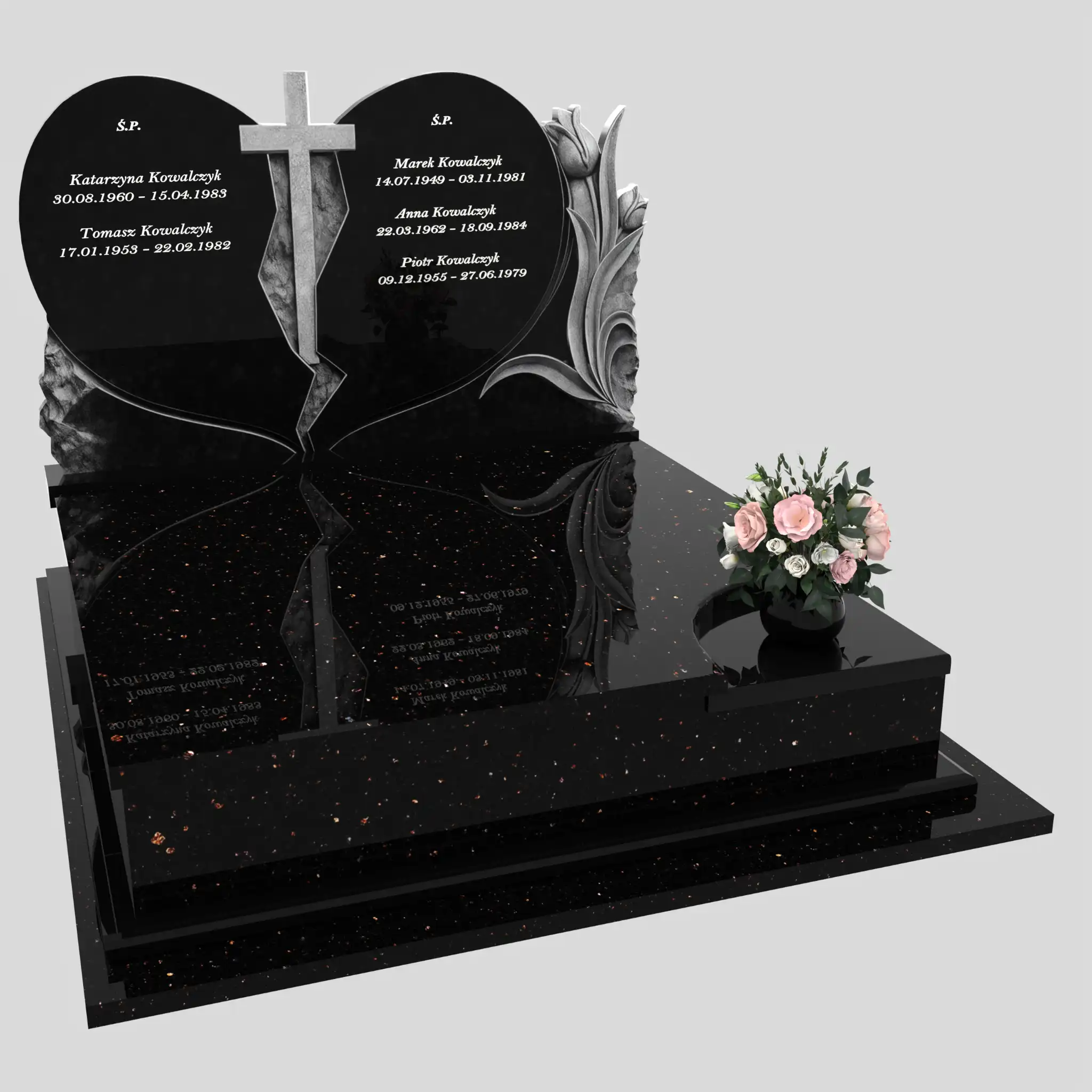 Nagrobek podwójny z rzeźbą serca i kwiatów CK 119 zdjęcie 83